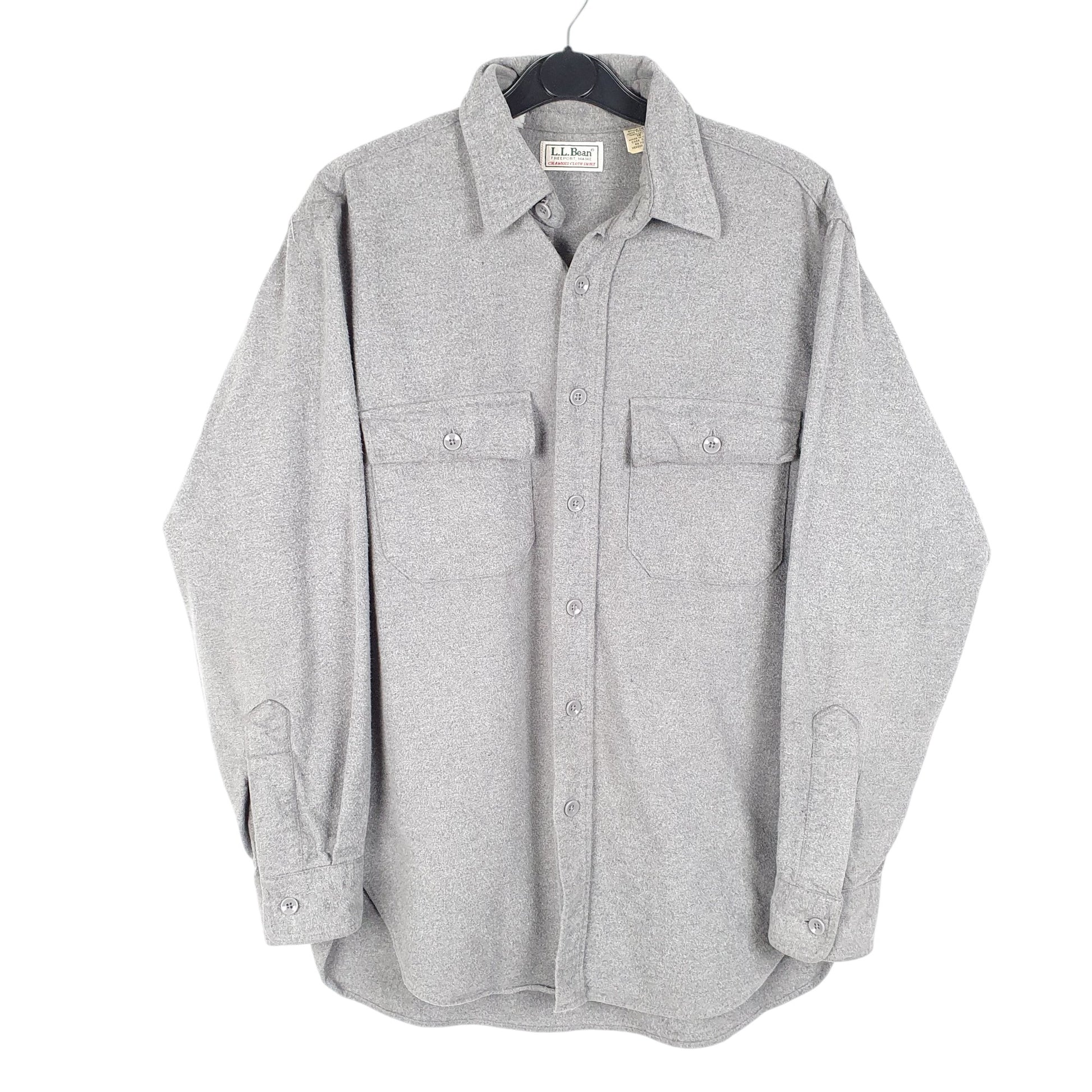 Mens Grey L.L.Bean Vintage Chamois Overshirt Made In USA Long Sleeve Shirt