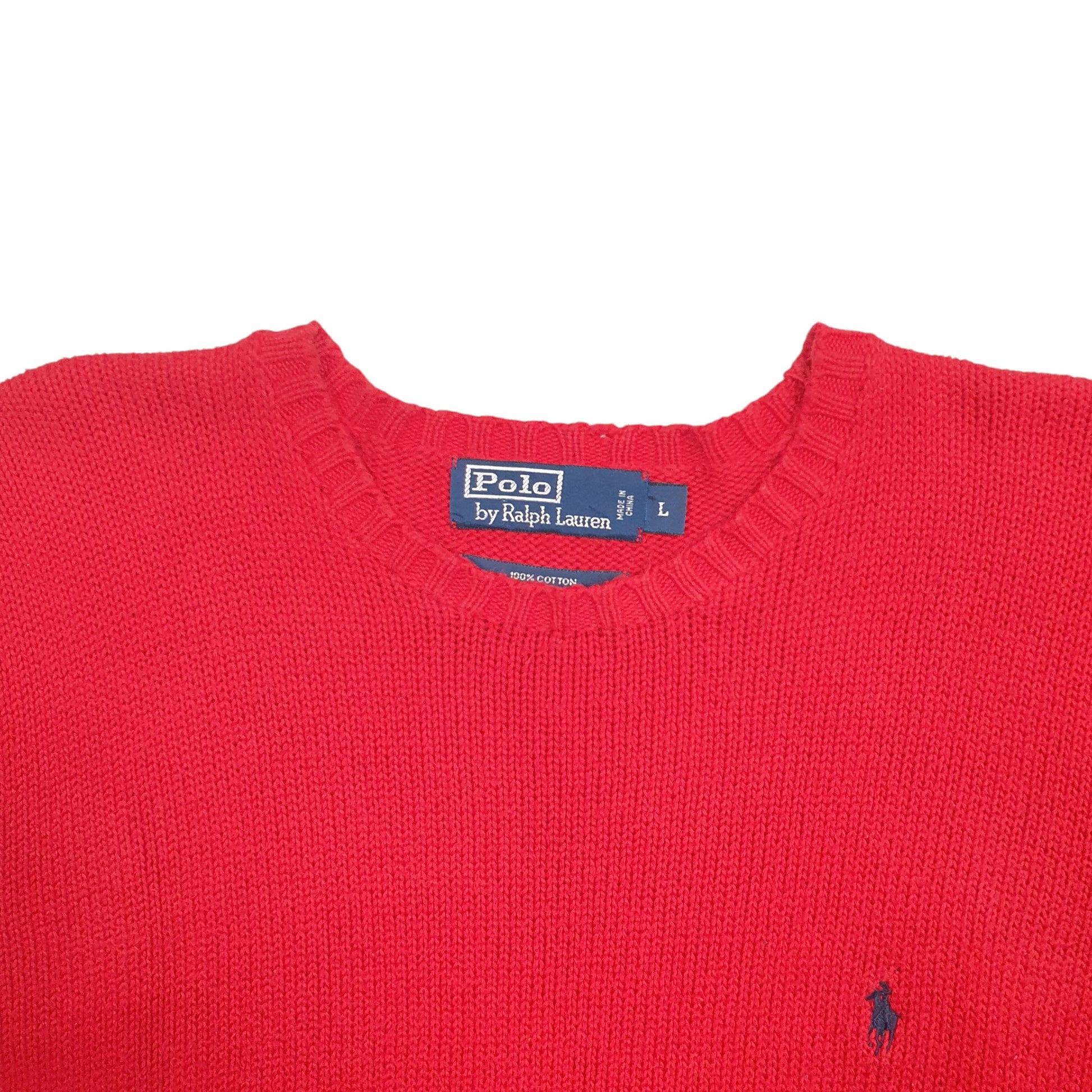 Mens Red Polo Ralph Lauren Knit Crewneck Jumper