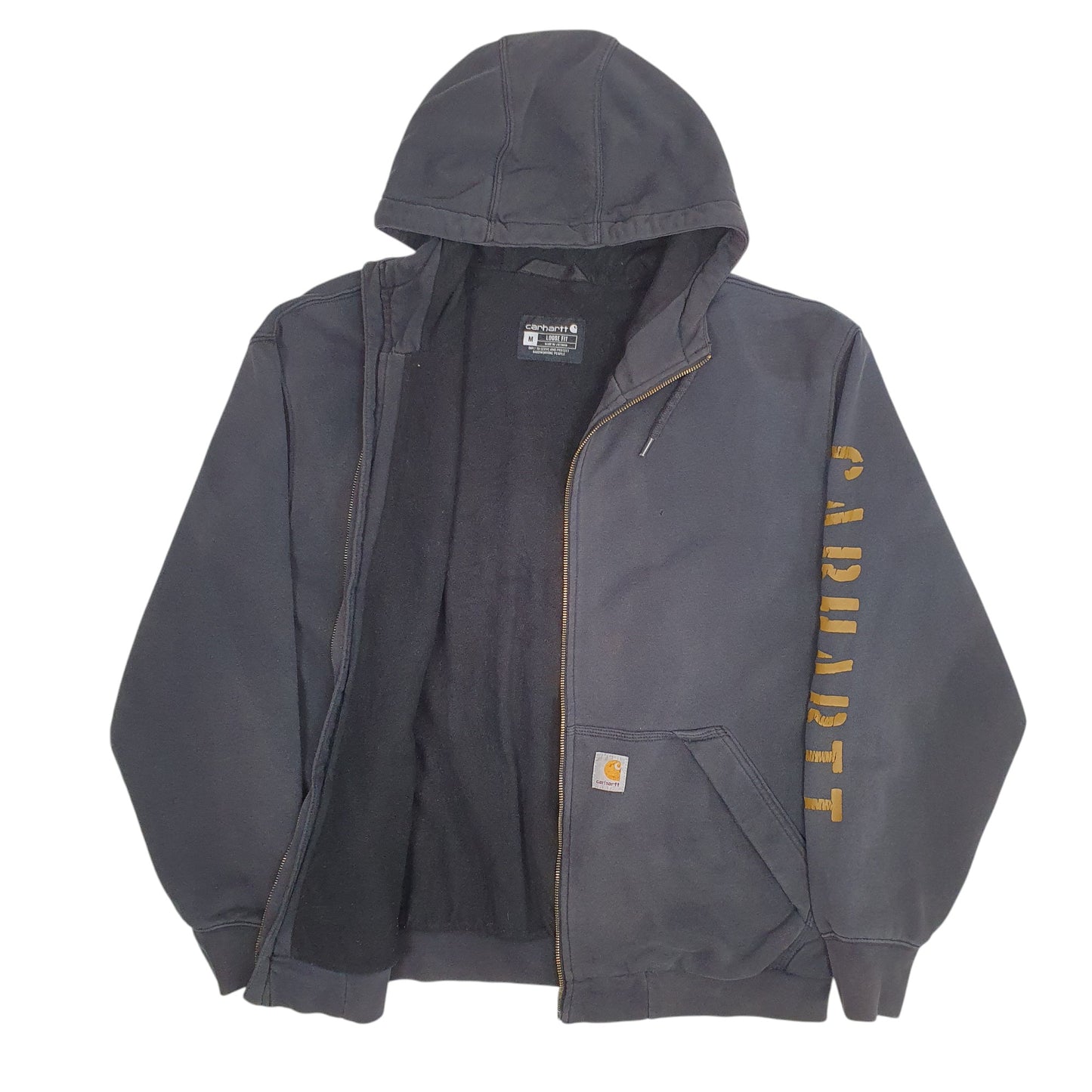 Mens Black Carhartt Hoodie Loose Fit Full Zip Jumper