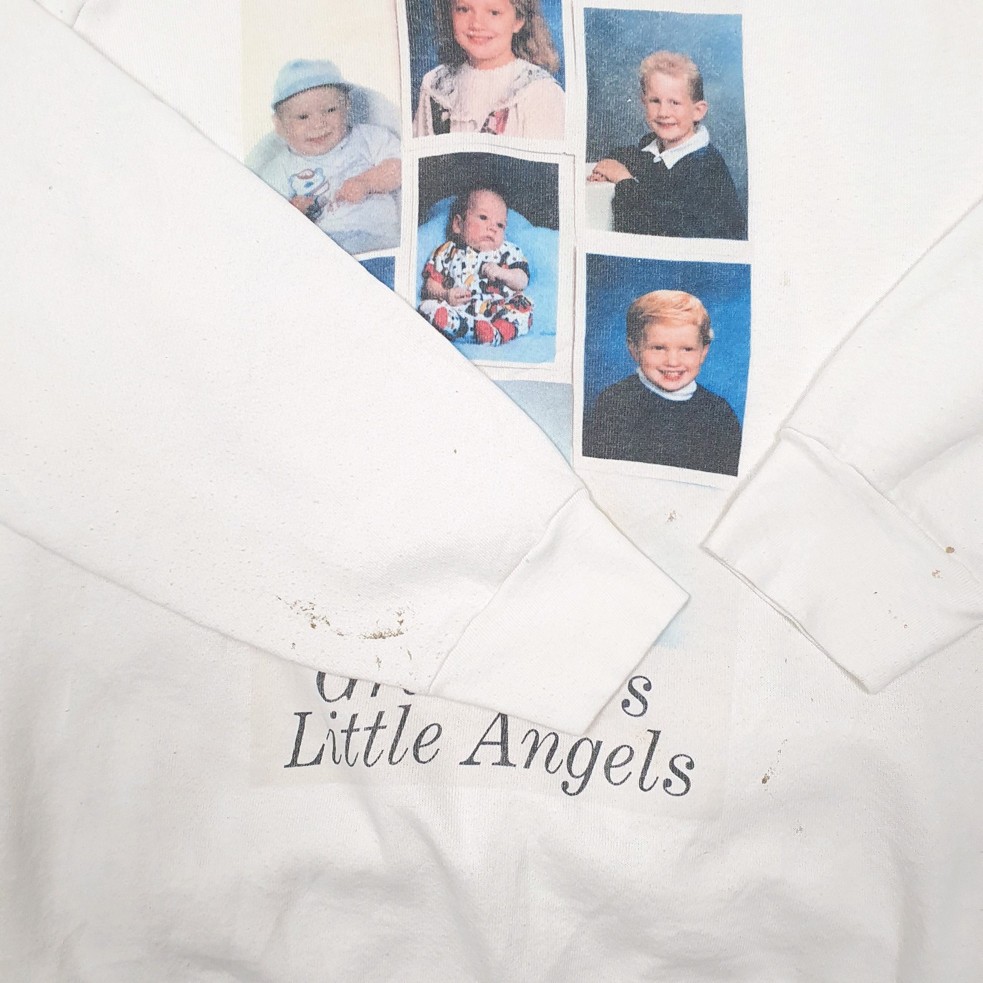 Mens White Fruit Of The Loom Vintage Made In USA 90s Grandpa's Angels Crewneck Jumper