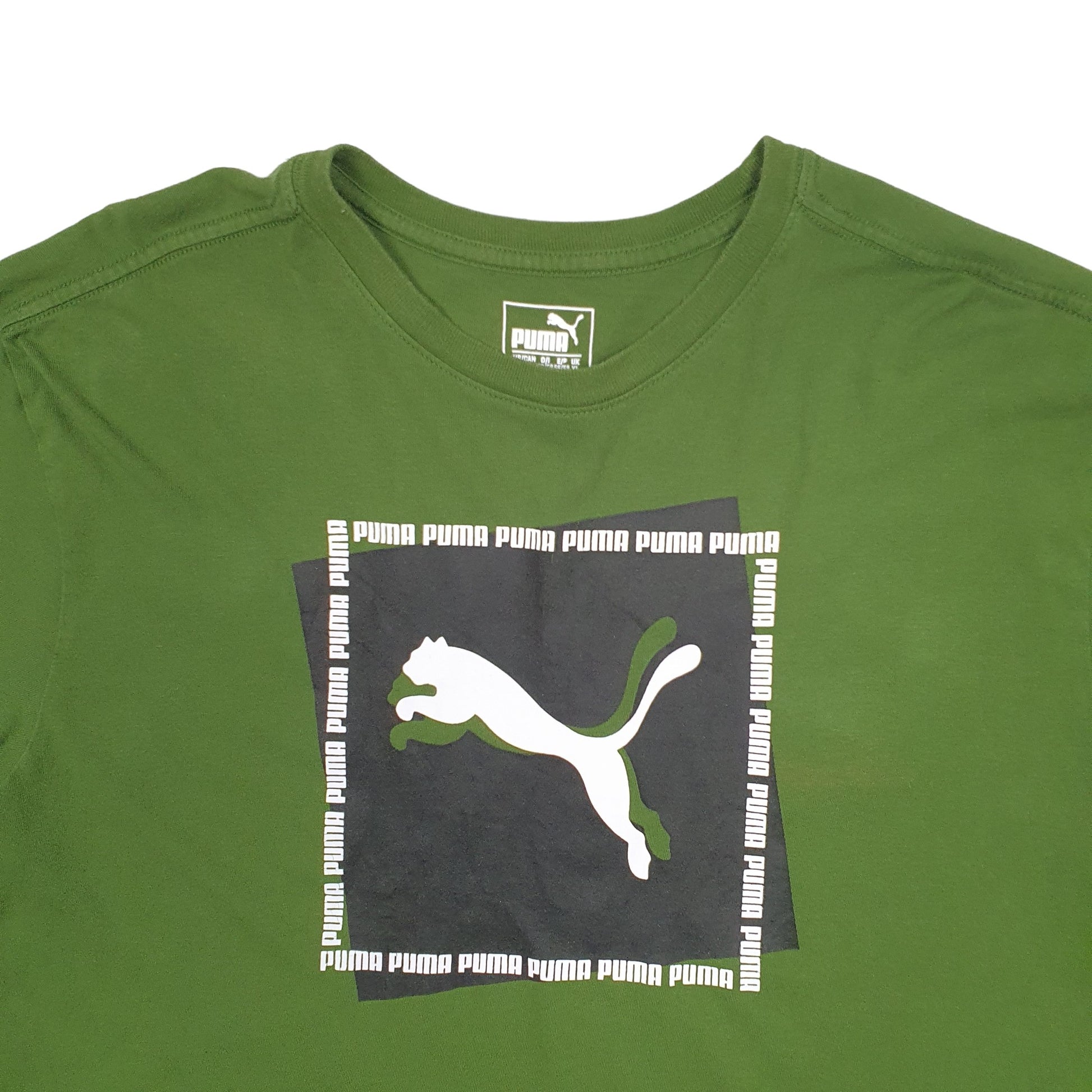Mens Green Puma Spellout Short Sleeve T Shirt