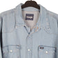 Mens Blue Wrangler Denim Jeans Western Pearl Snap Cowboy Long Sleeve Shirt