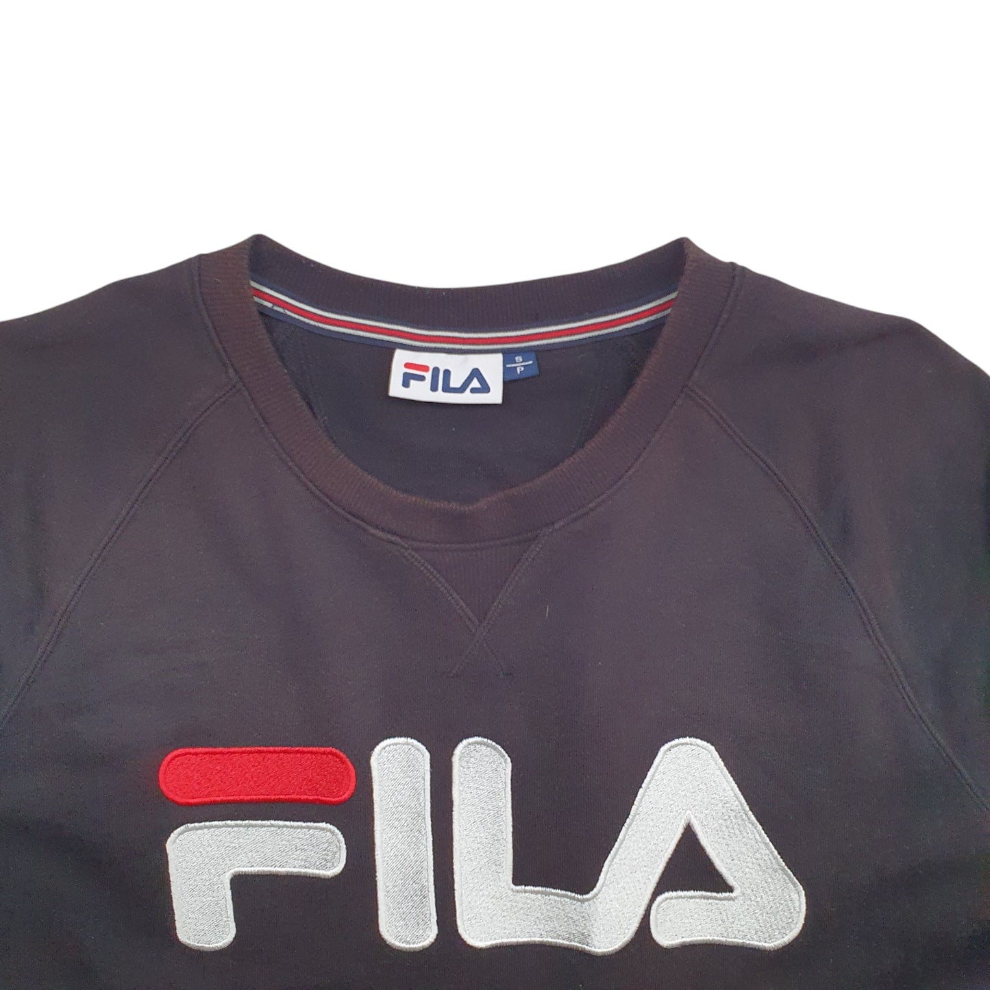 Mens Black Fila Spellout Crewneck Jumper
