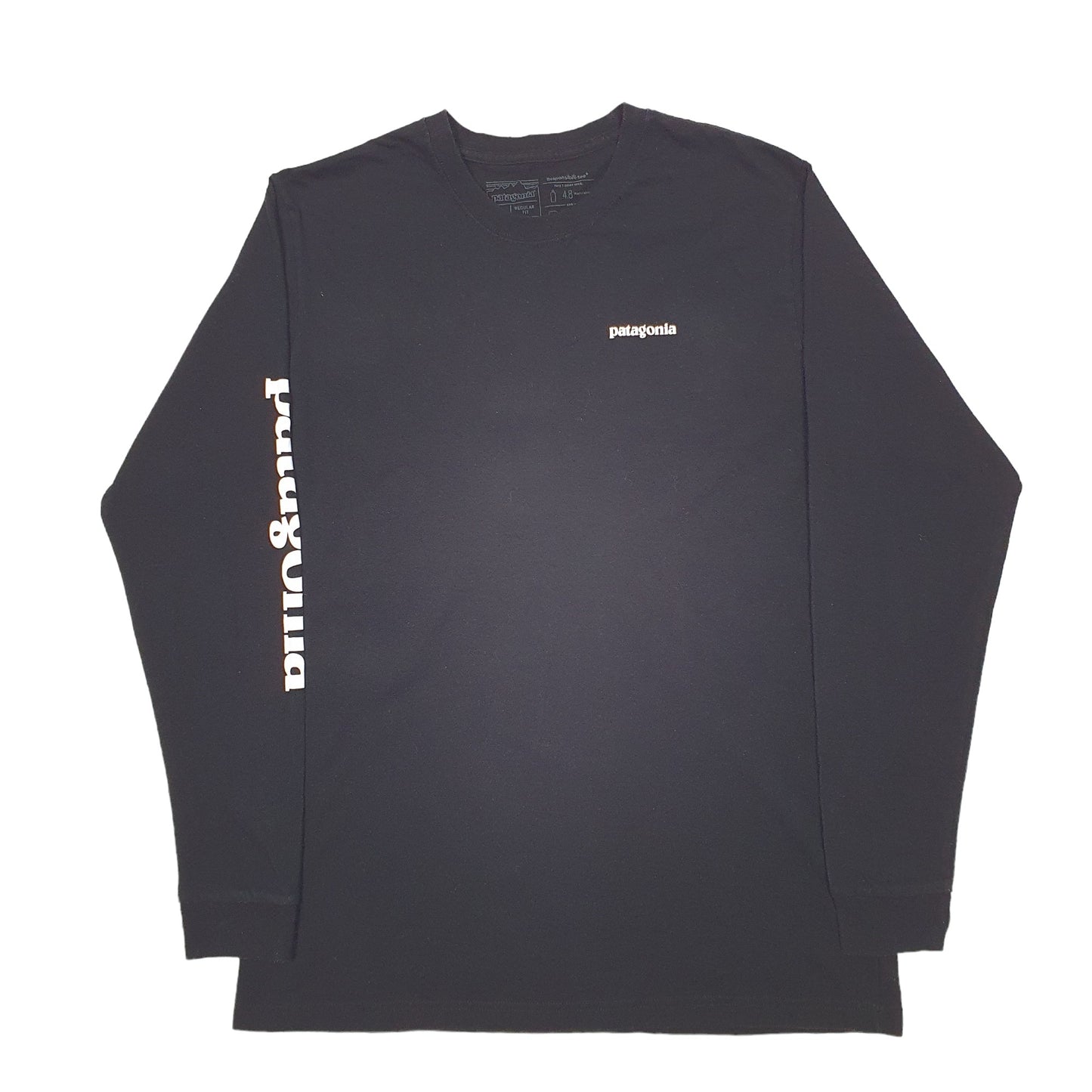 Mens Black Patagonia Spellout Long Sleeve T Shirt
