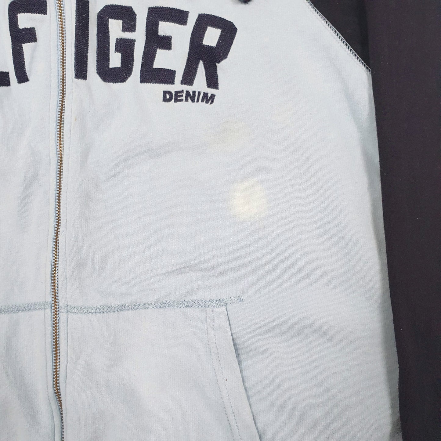 Mens Blue Tommy Hilfiger Spellout Full Zip Jumper