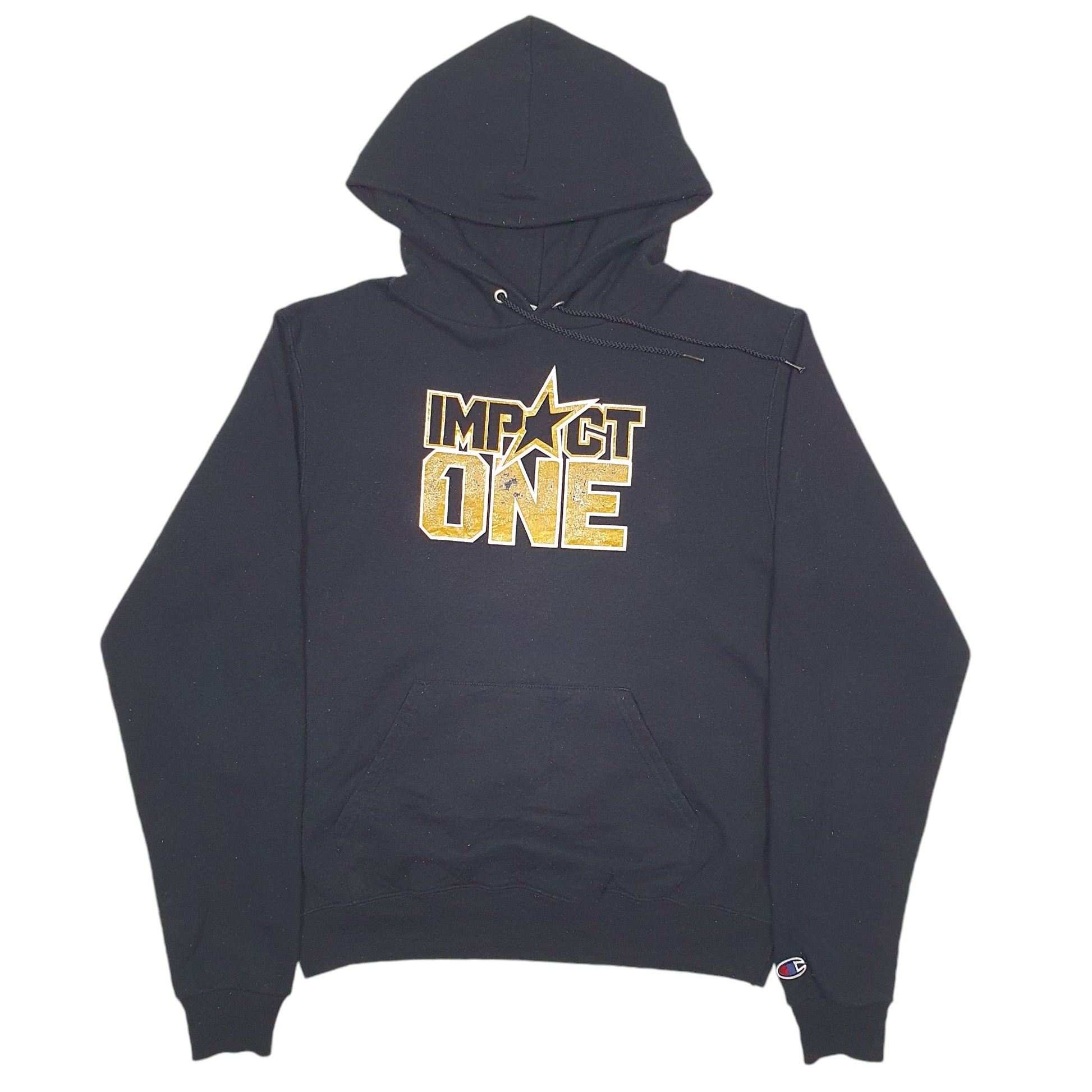 Mens Black Champion Impact One Spellout Hoodie Jumper