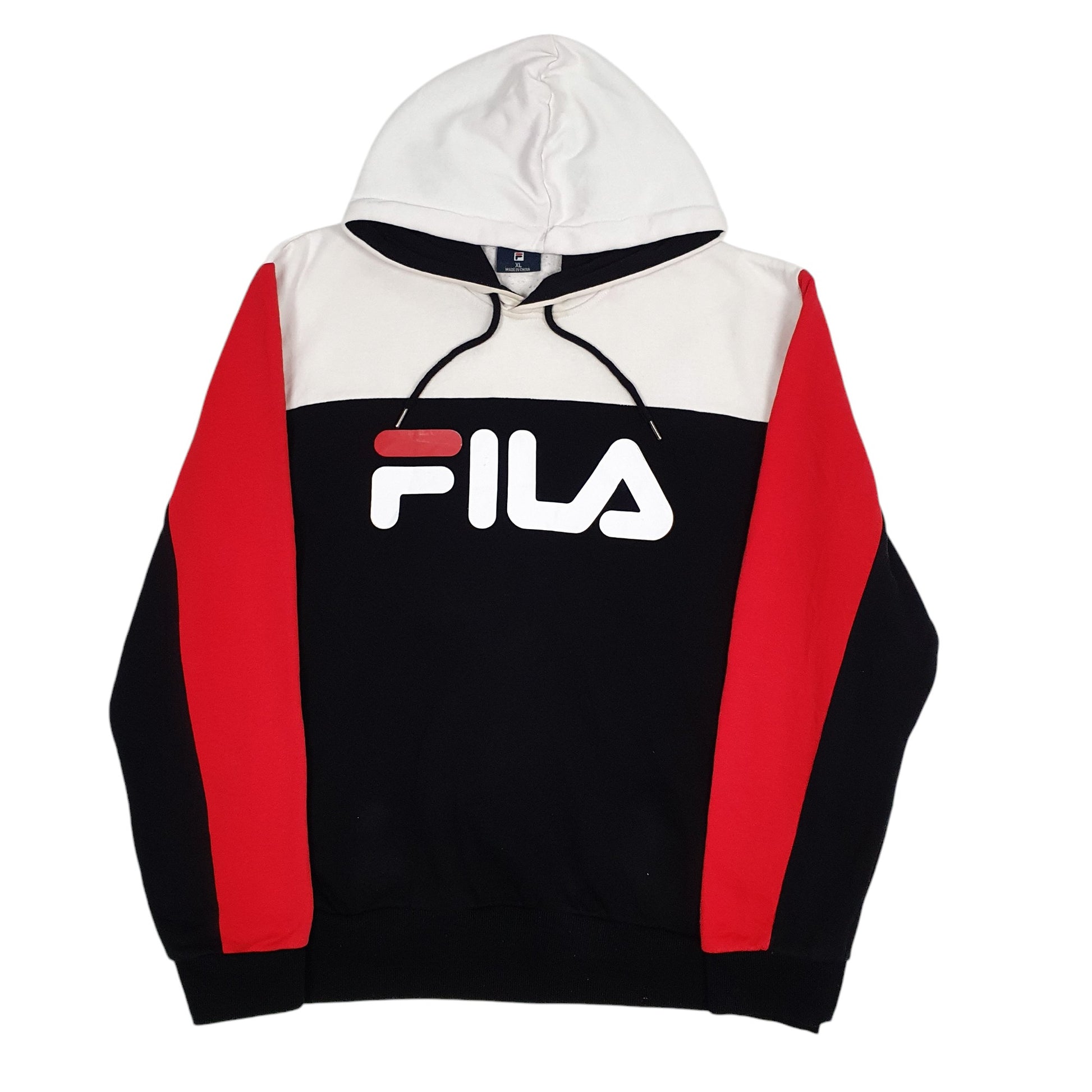 Mens Black Fila Spellout Hoodie Jumper