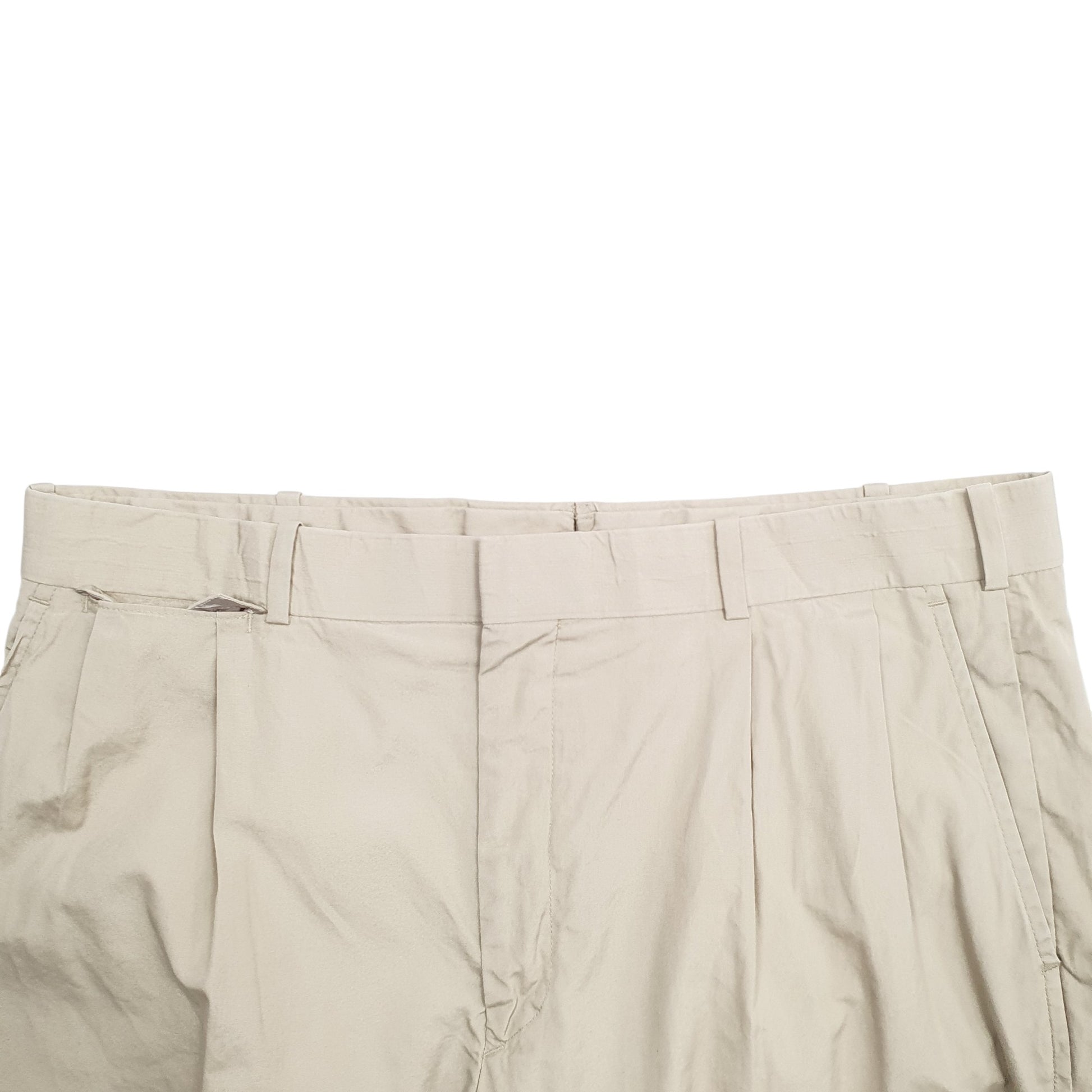 Mens Beige Lands End Double Pleated Chino Trousers