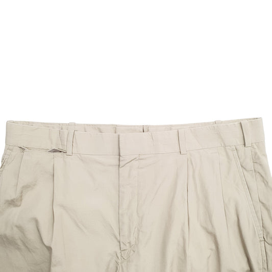 Mens Beige Lands End Double Pleated Chino Trousers