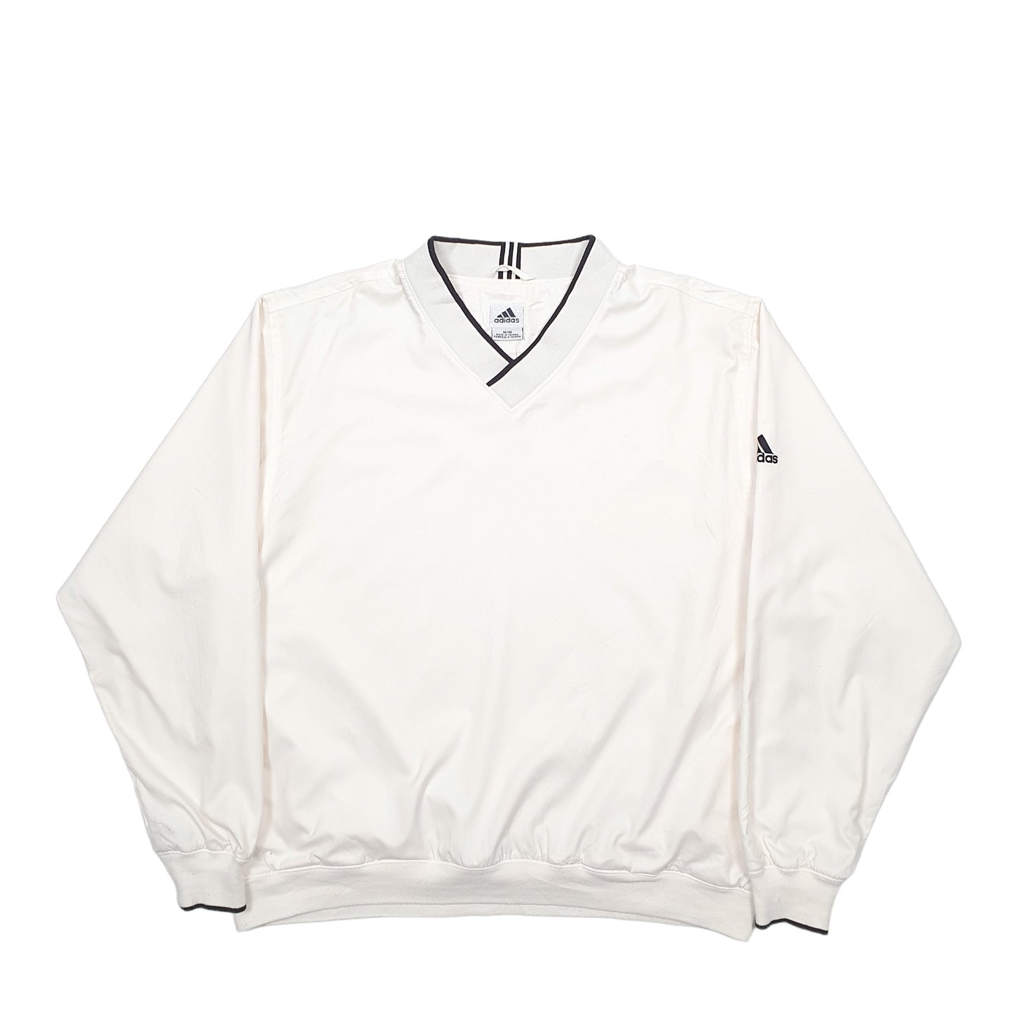 Mens Cream Adidas V Neck Crewneck Jumper