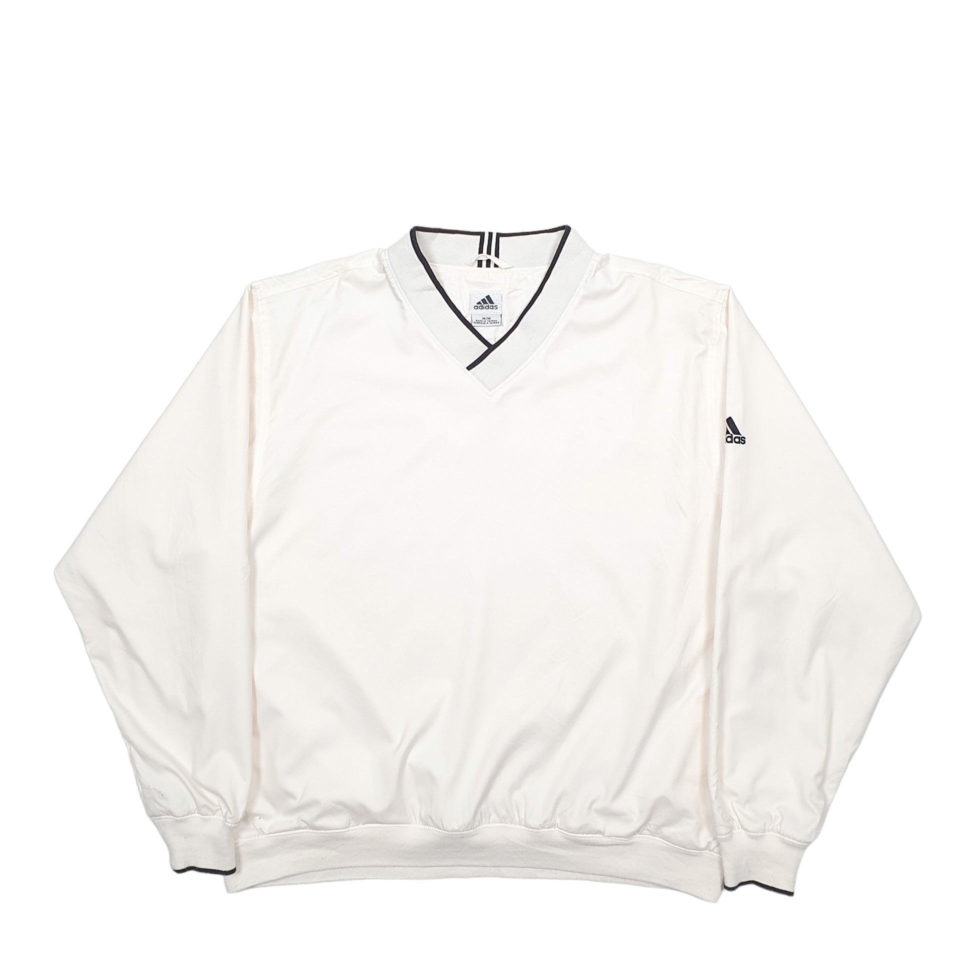 Mens Cream Adidas V Neck Crewneck Jumper