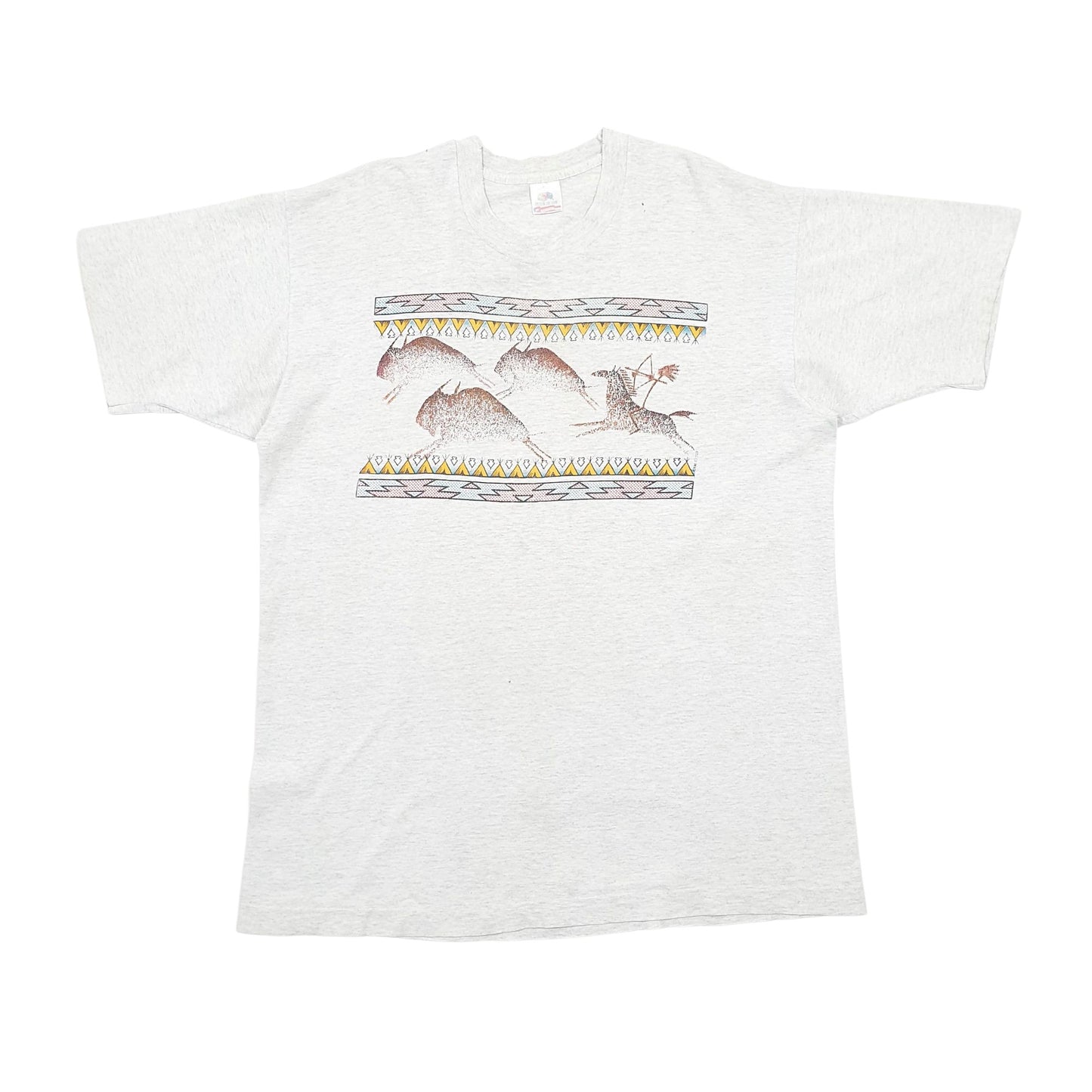 Mens Grey Fruit Of The Loom Single Stitch Vintage 90s Short Sleeve T Shirt