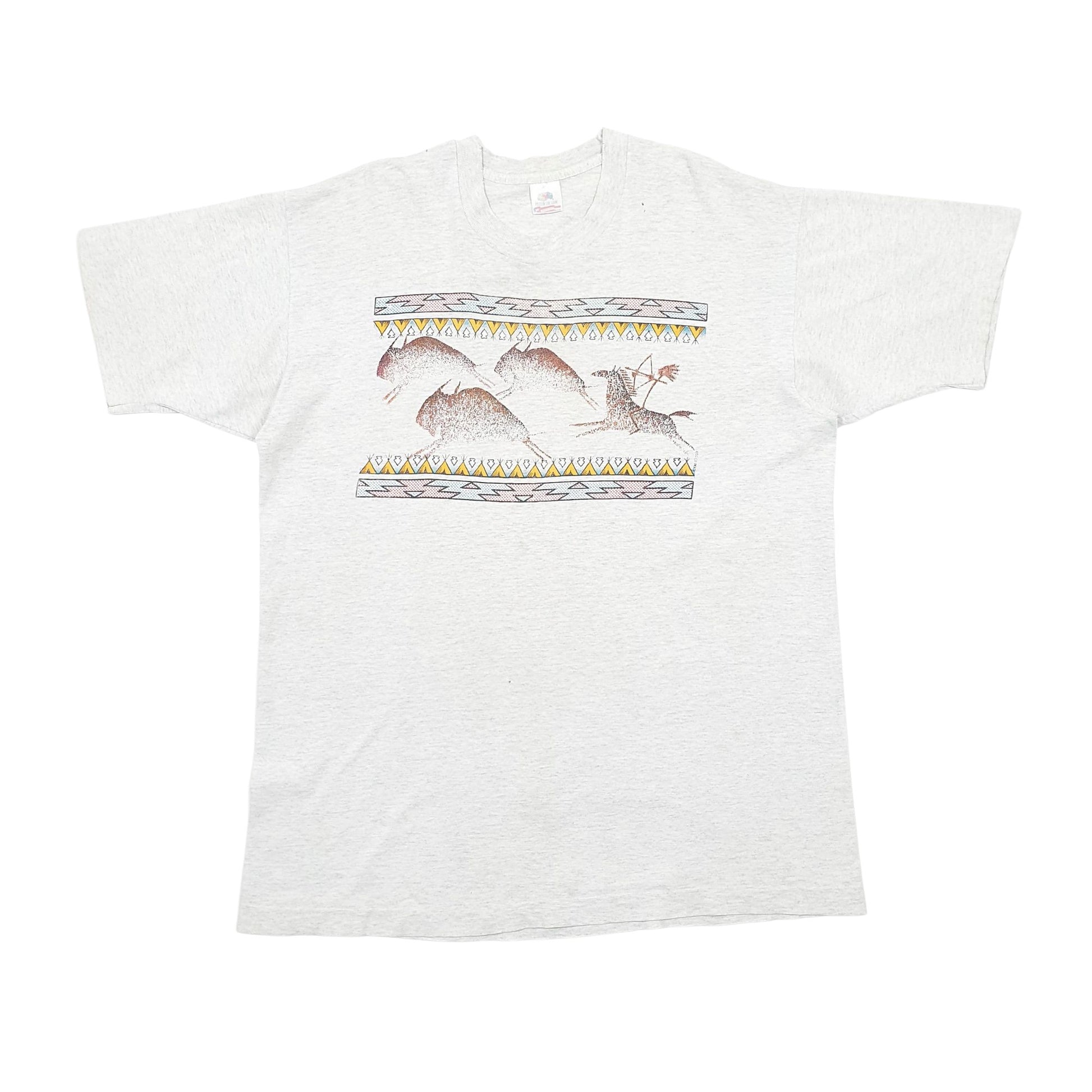 Mens Grey Fruit Of The Loom Single Stitch Vintage 90s Short Sleeve T Shirt