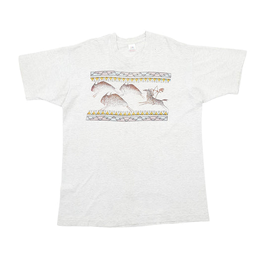 Mens Grey Fruit Of The Loom Single Stitch Vintage 90s Short Sleeve T Shirt