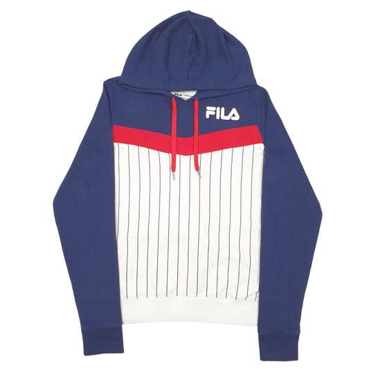 Womens White Fila Baseball stripe Hoodie Jumper