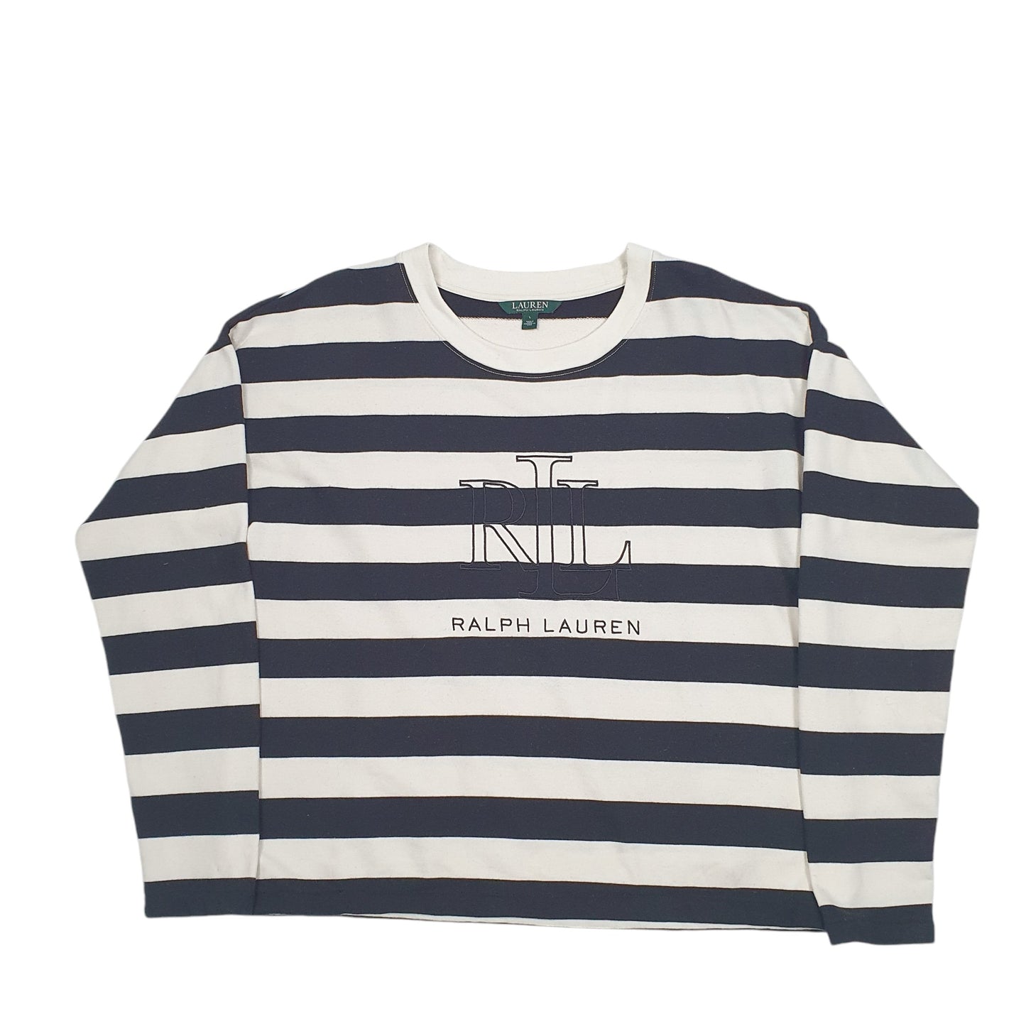 Womens Cream Lauren Ralph Lauren Nautical Stripe Spellout Crewneck Jumper