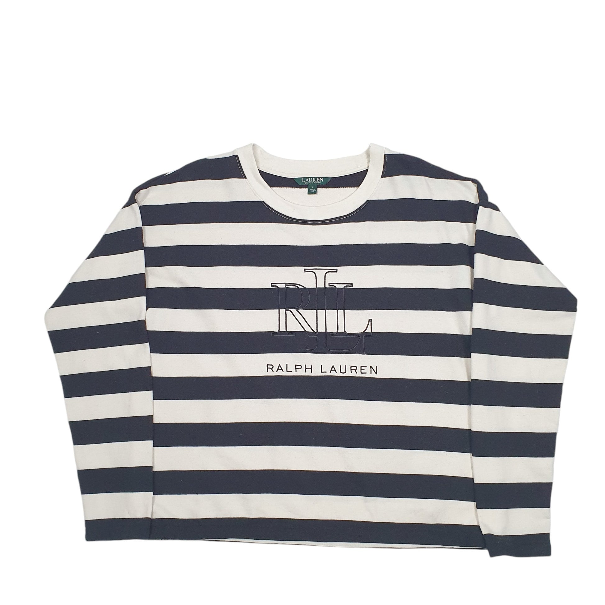 Womens Cream Lauren Ralph Lauren Nautical Stripe Spellout Crewneck Jumper