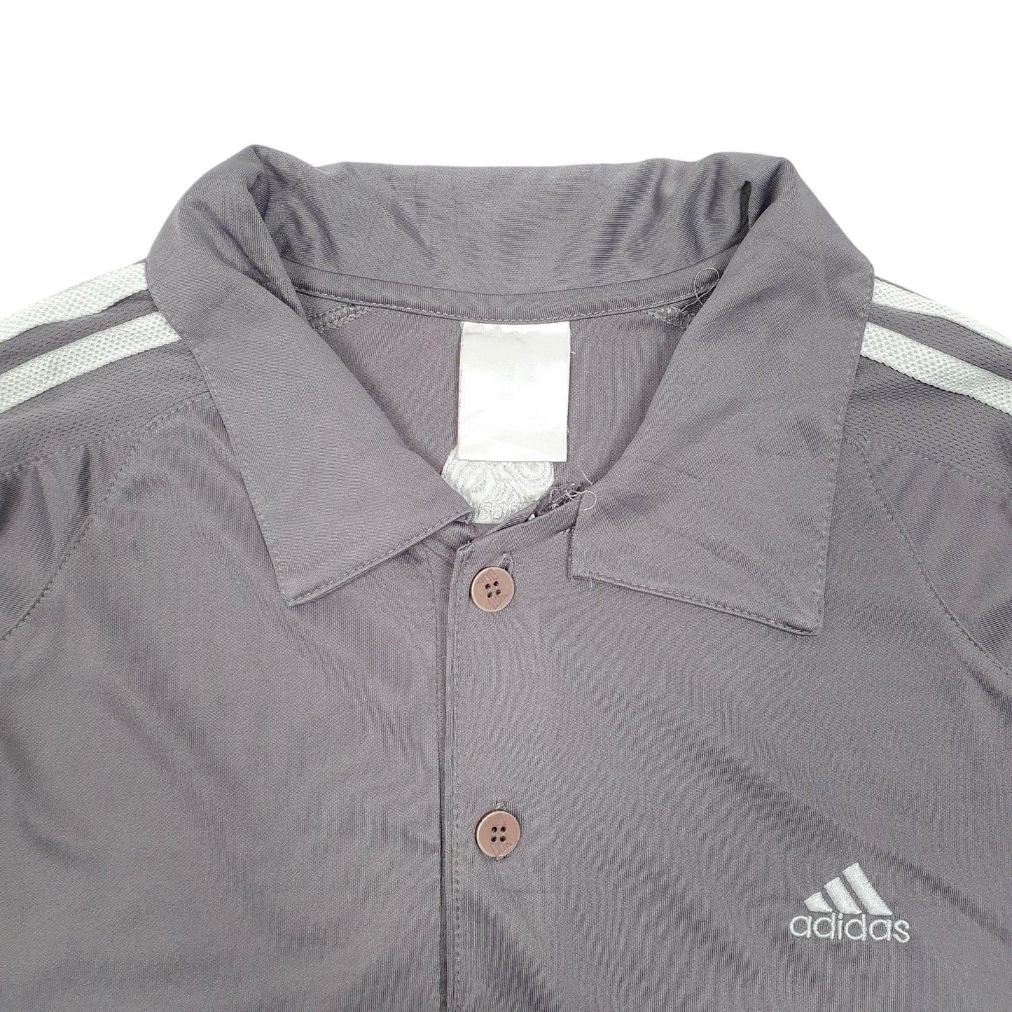 Mens Grey Adidas Active Workout Gym Short Sleeve Polo Shirt