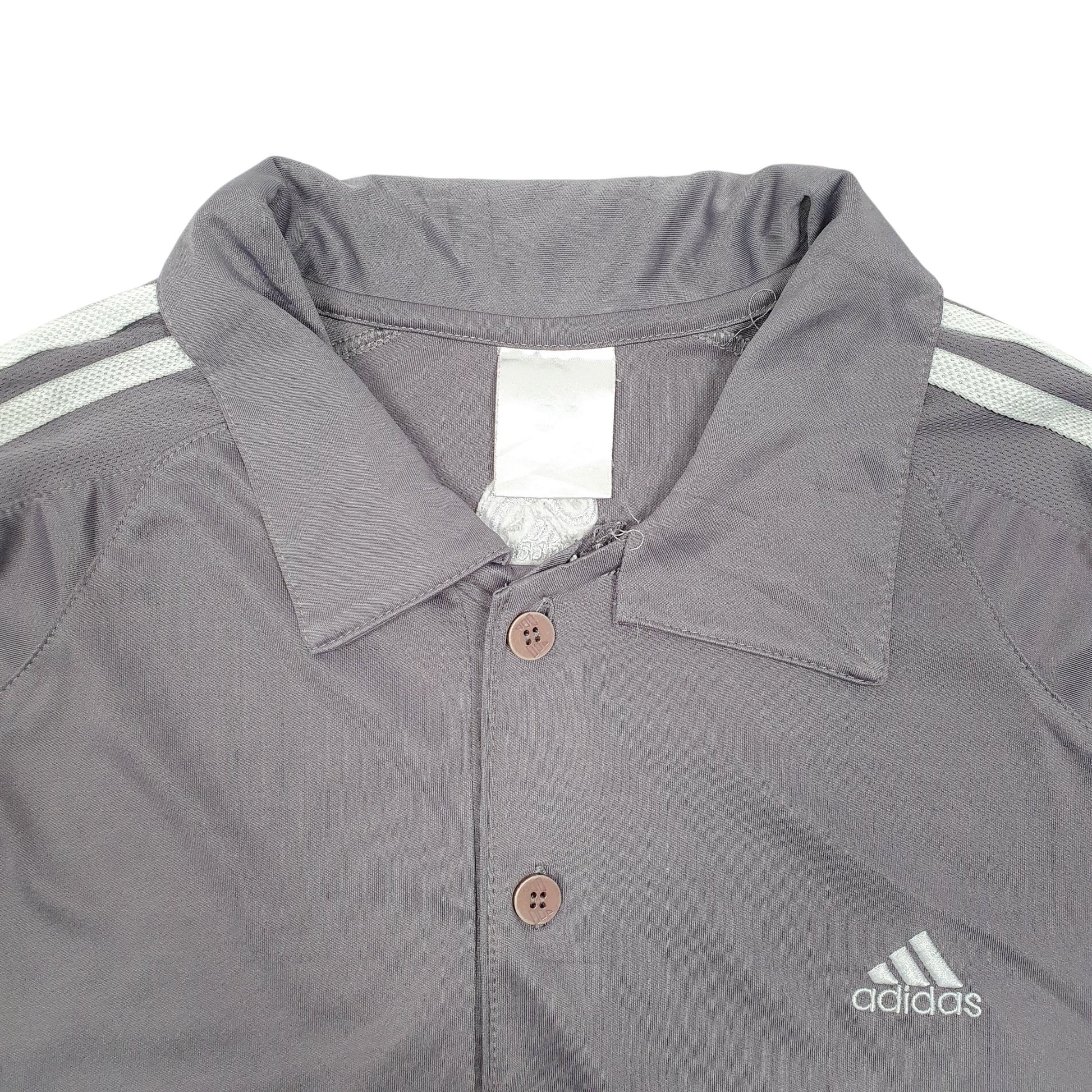 Mens Grey Adidas Active Workout Gym Short Sleeve Polo Shirt