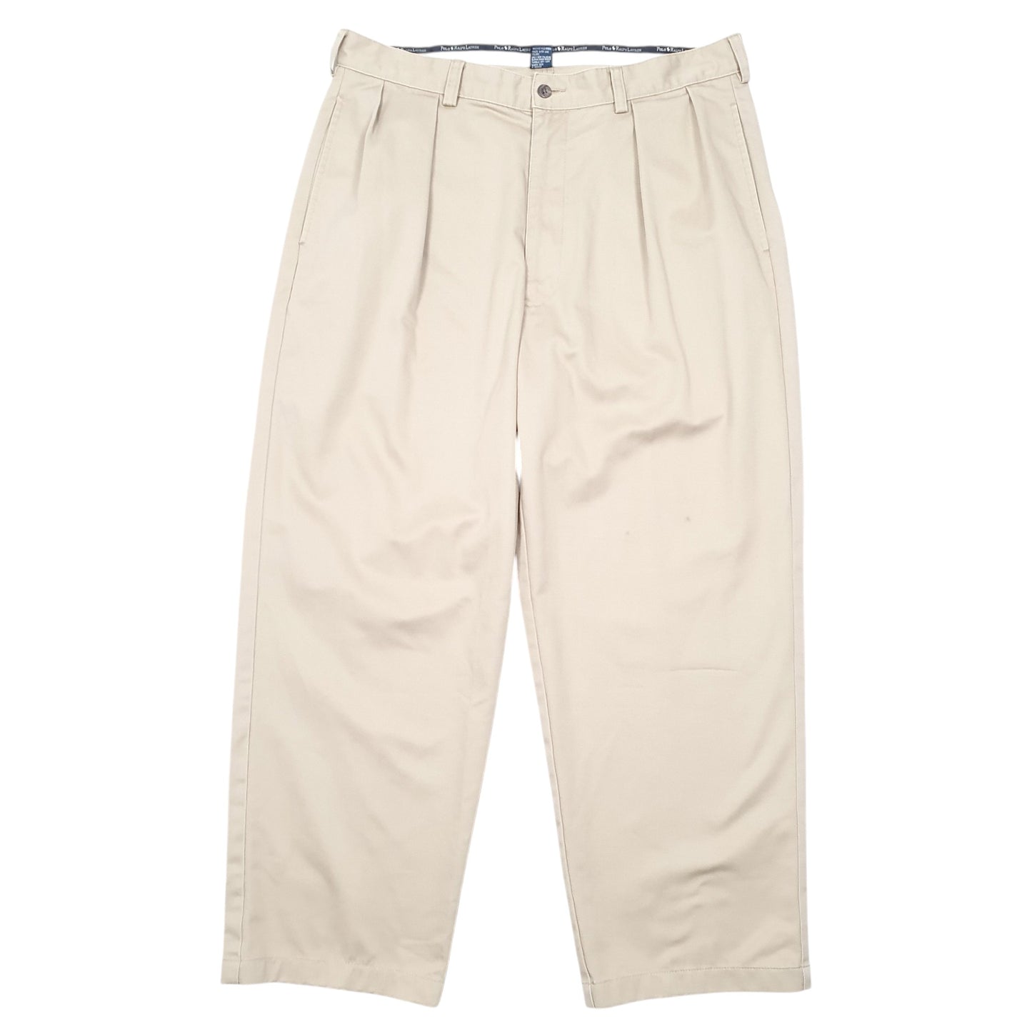 Mens Beige Polo Ralph Lauren Vintage Double Pleated Chino Trousers