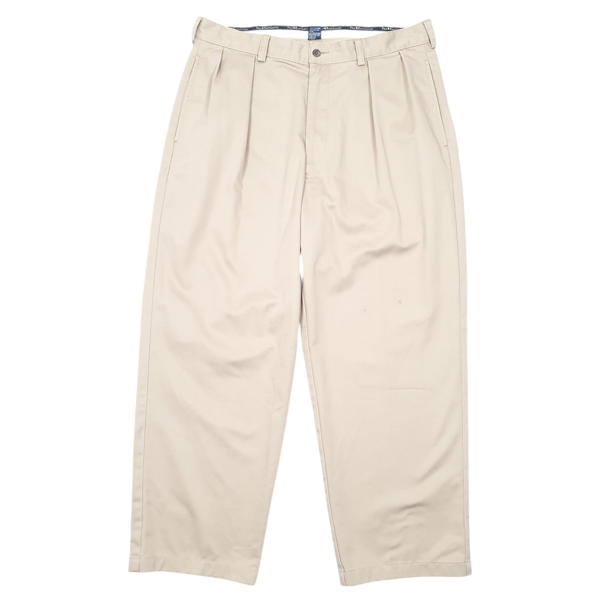 Mens Beige Polo Ralph Lauren Vintage Double Pleated Chino Trousers