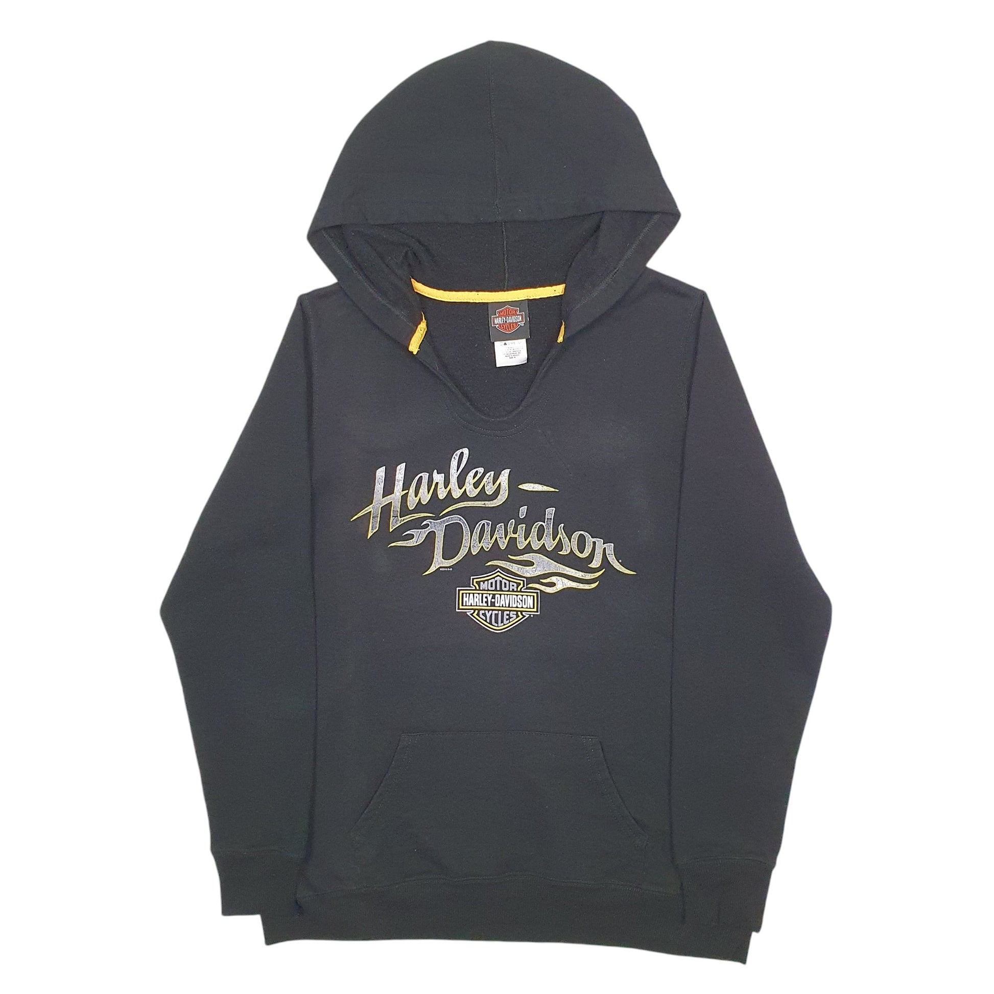 Mens Black Harley Davidson Spellout Motor Cycles Hoodie Jumper