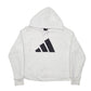 Womens White Adidas Oversized Cropped Gym Workout Hoodie Jumper
