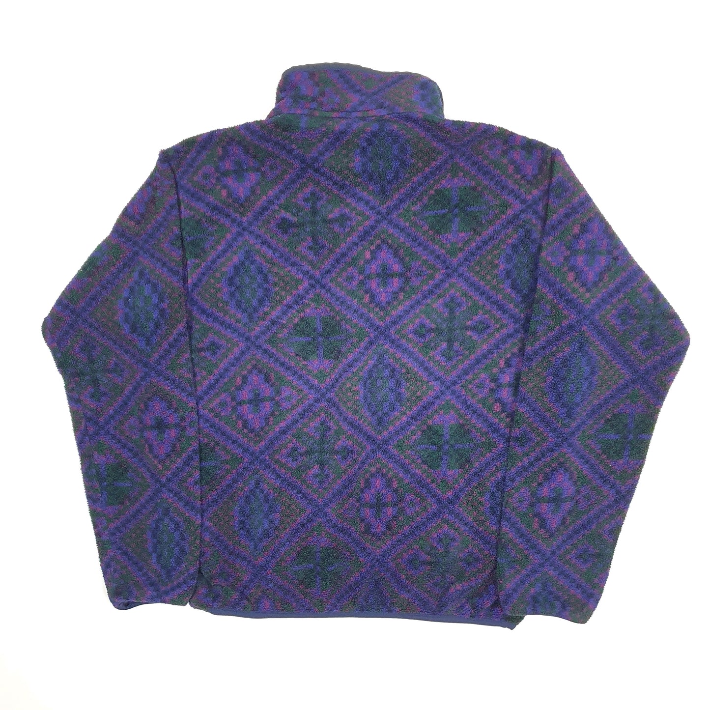 Mens Purple Patagonia Vintage 1990s Synchilla Aztec Made In USA Quarter Zip Jumper