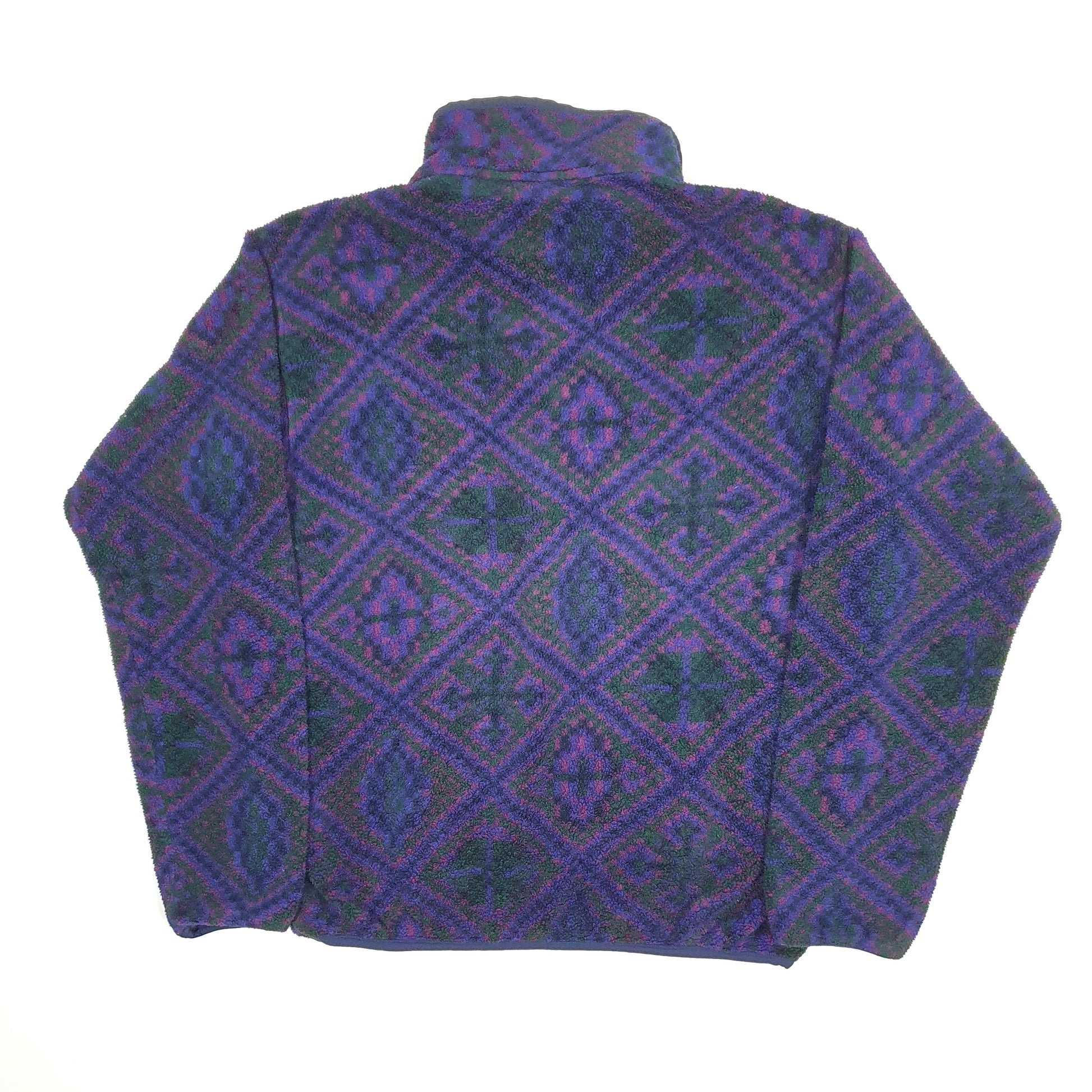 Mens Purple Patagonia Vintage 1990s Synchilla Aztec Made In USA Quarter Zip Jumper