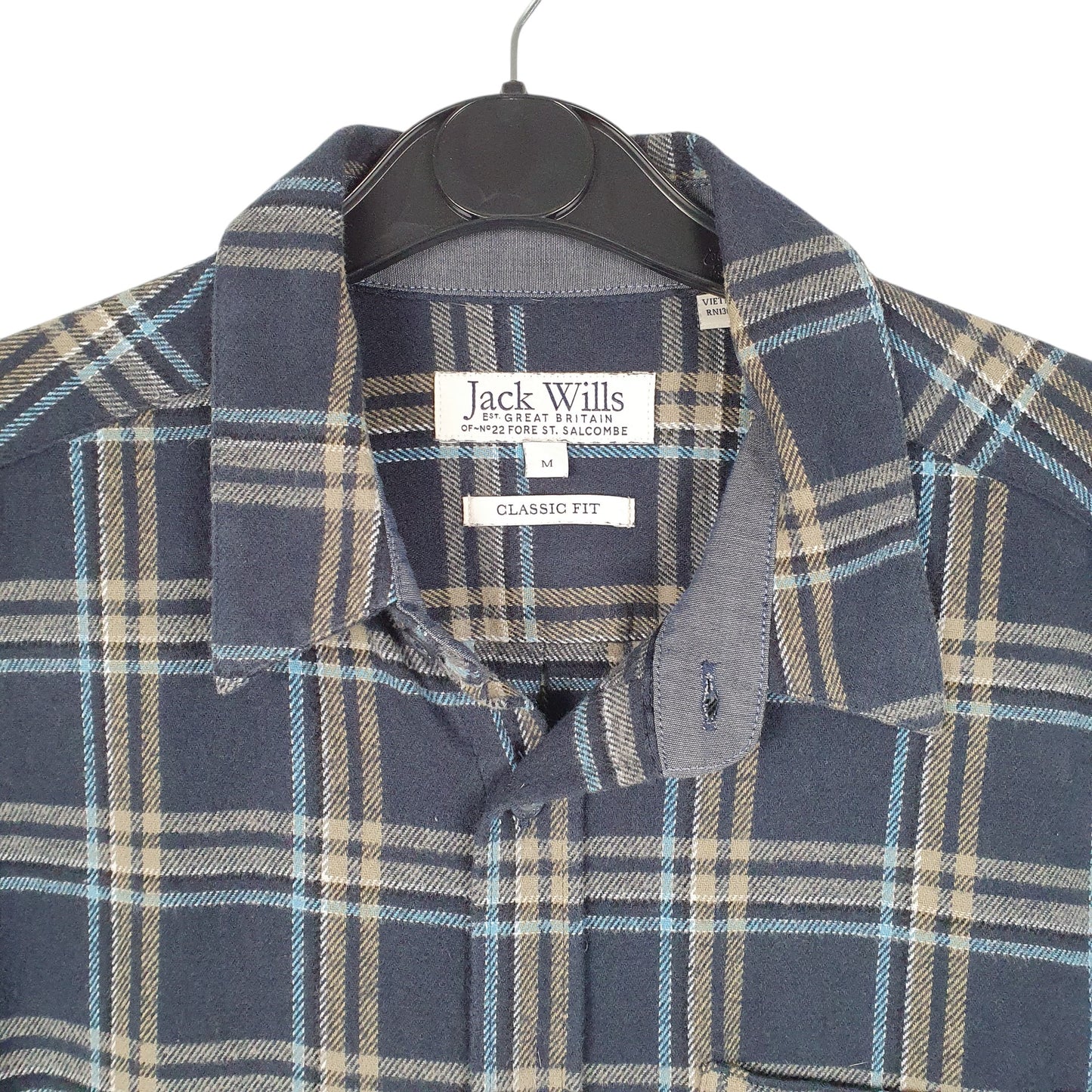 Mens Navy Jack Wills Flannel Overshirt Shacket Long Sleeve Shirt