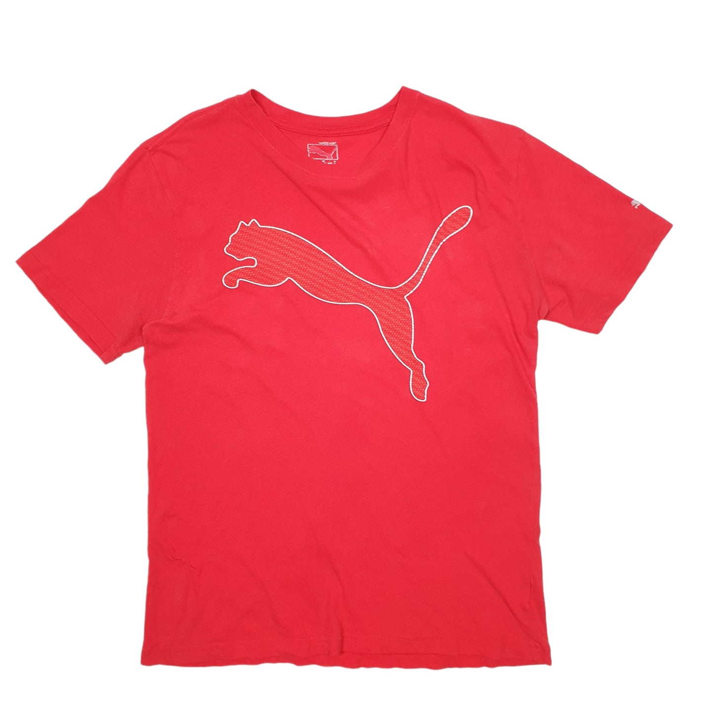 Mens Red Puma Spellout Short Sleeve T Shirt
