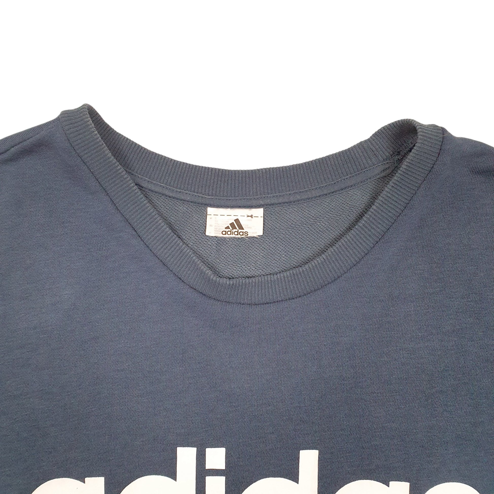 Womens Navy Adidas Spellout Crewneck Jumper