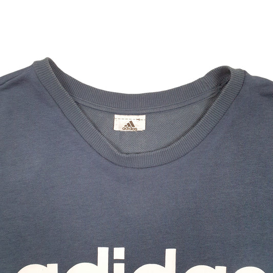 Womens Navy Adidas Spellout Crewneck Jumper