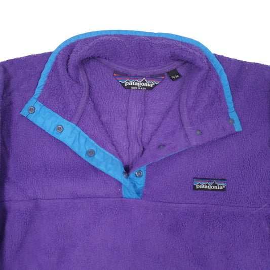 Womens Purple Patagonia Button Up Vintage 90s Made In USA Snap-T Quarter Zip Jumper