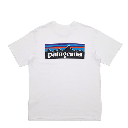 Mens White Patagonia Spellout Logo Short Sleeve T Shirt