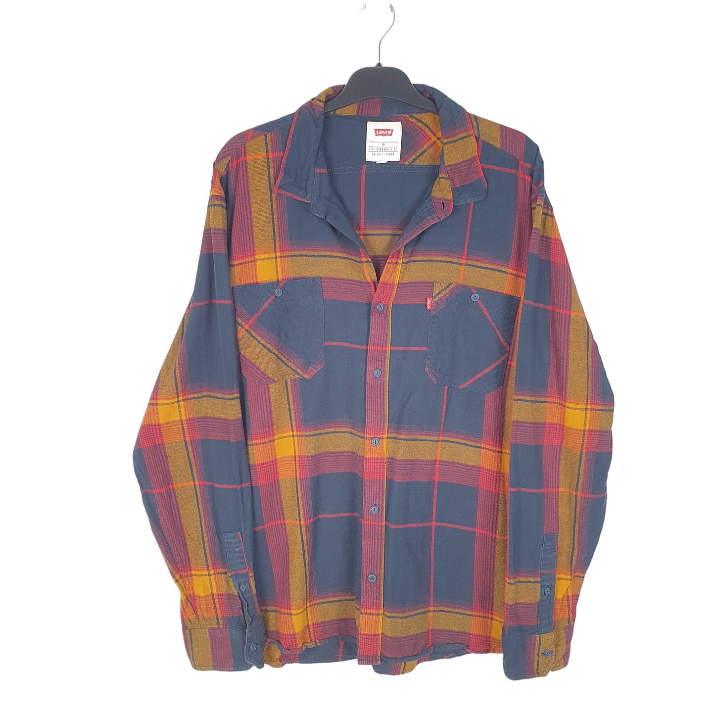 Womens Navy Levis Flannel Long Sleeve Shirt