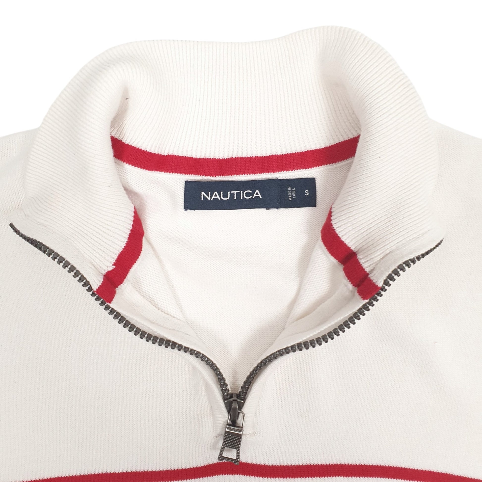 Mens White Nautica Knitwear Quarter Zip Jumper