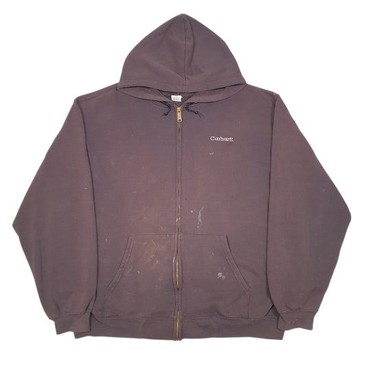 Mens Brown Carhartt Hoodie Workwear Full Zip Jumper