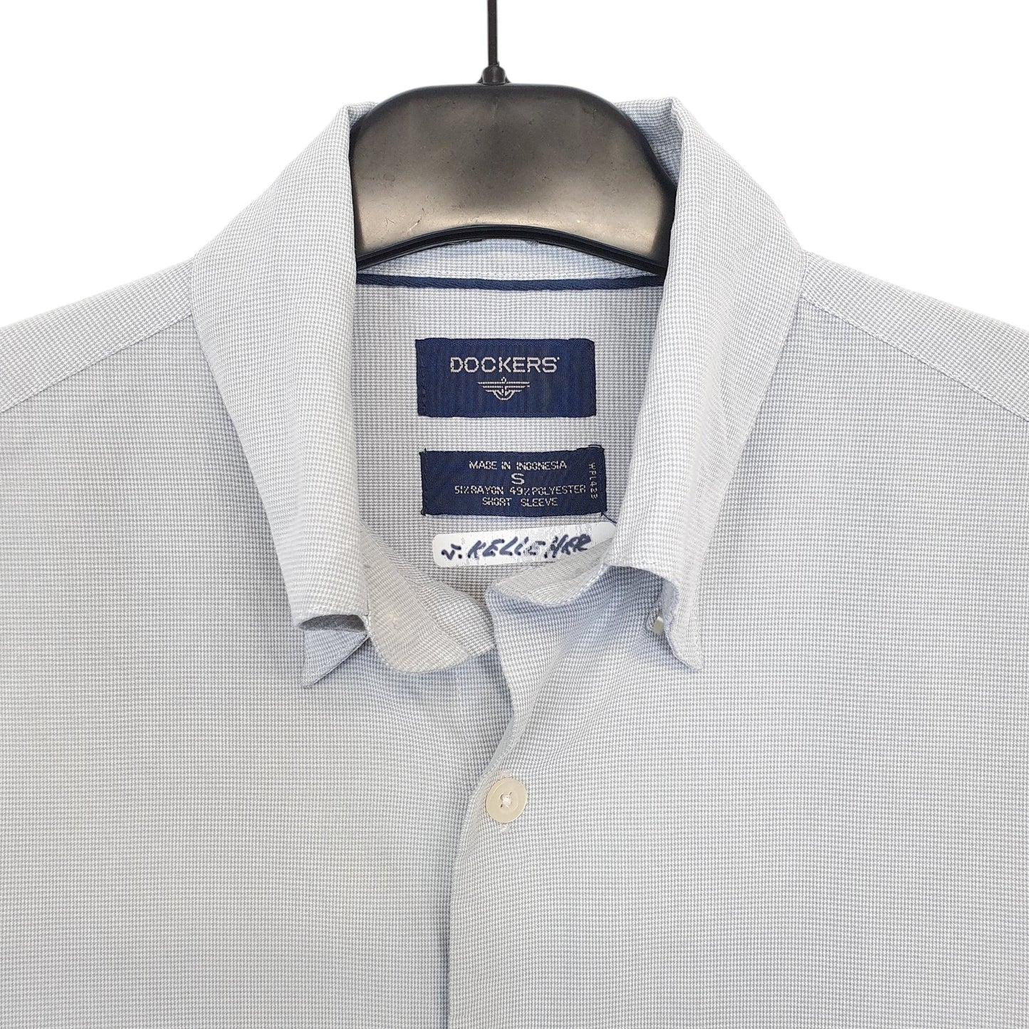 Mens Grey Dockers Houndstooth Short Sleeve Shirt