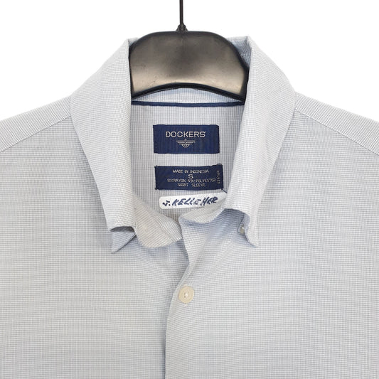 Mens Grey Dockers Houndstooth Short Sleeve Shirt