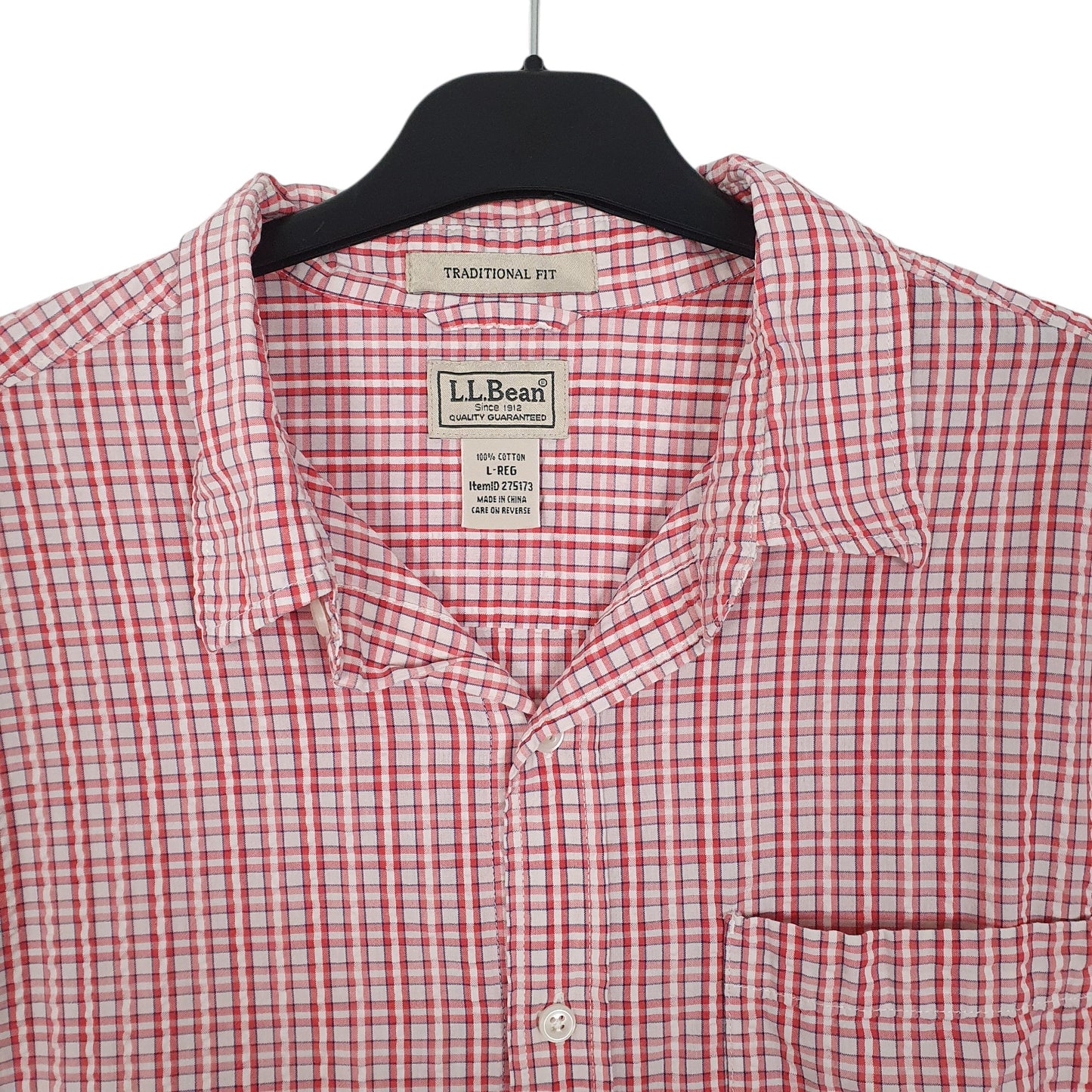 Mens Red L.L.Bean  Short Sleeve Shirt