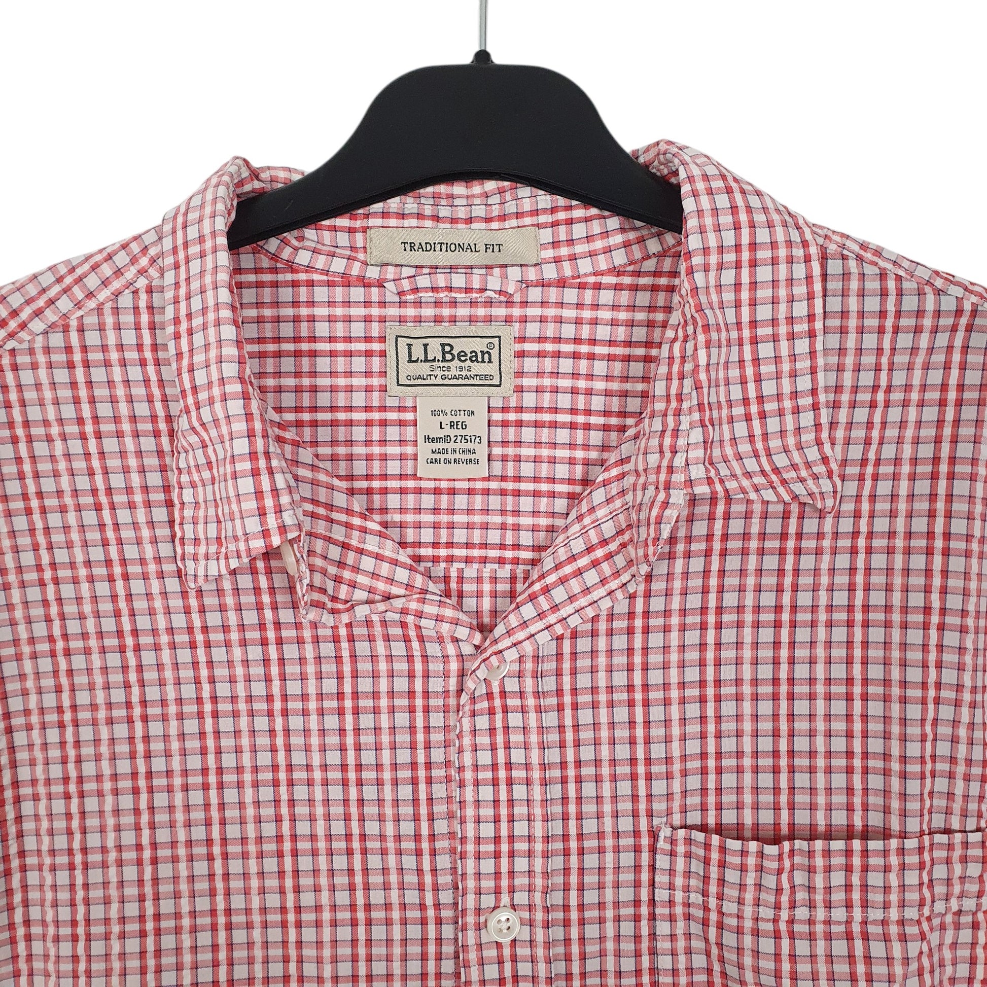 Mens Red L.L.Bean  Short Sleeve Shirt