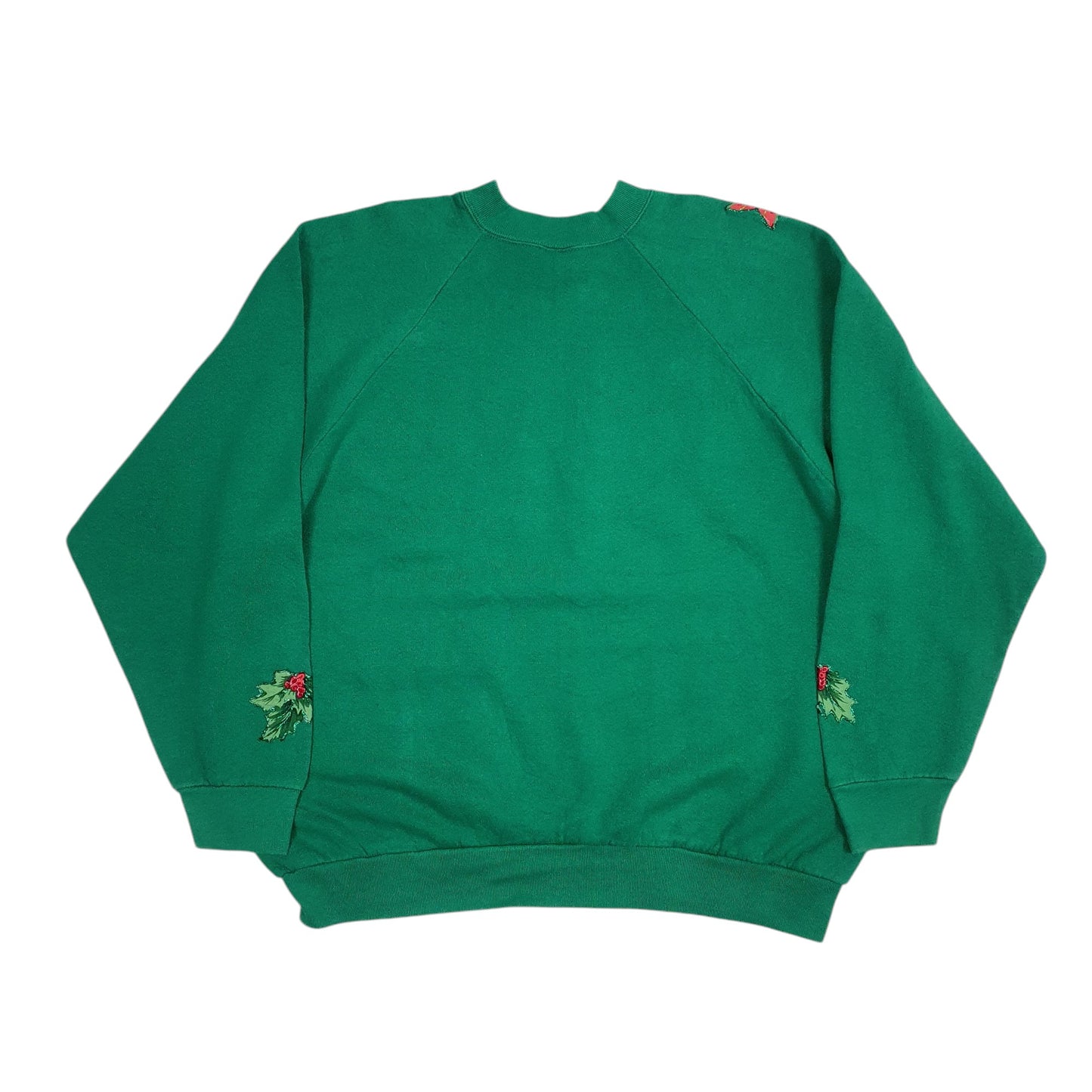 Mens Green Fruit Of The Loom Vintage 90s Made In USA Christmas Crewneck Jumper