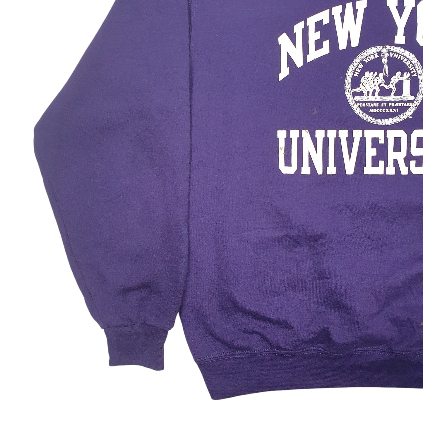 Mens Purple Champion New York University Spellout Crewneck Jumper