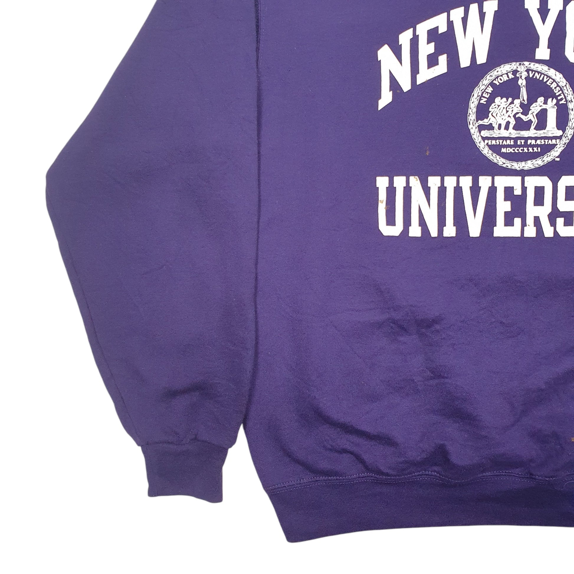 Mens Purple Champion New York University Spellout Crewneck Jumper