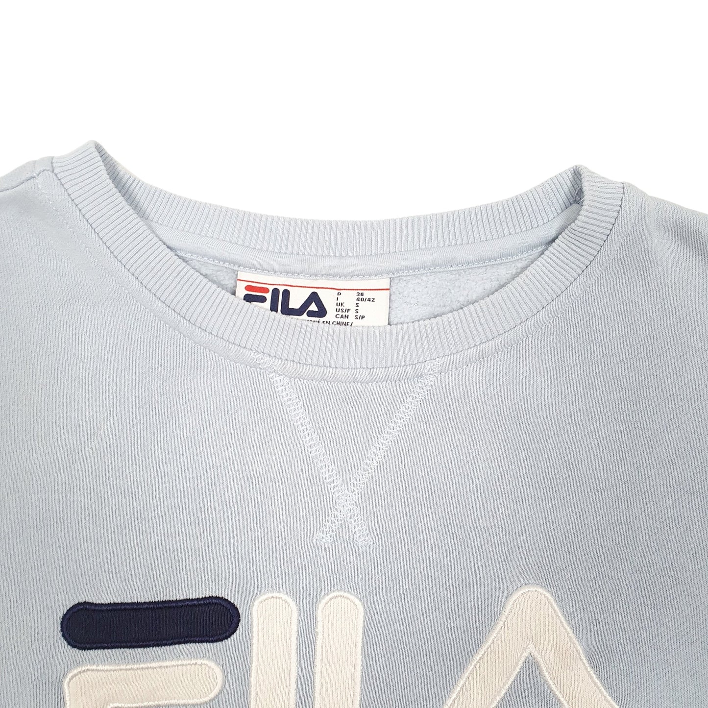 Womens Blue Fila Spellout Crewneck Jumper