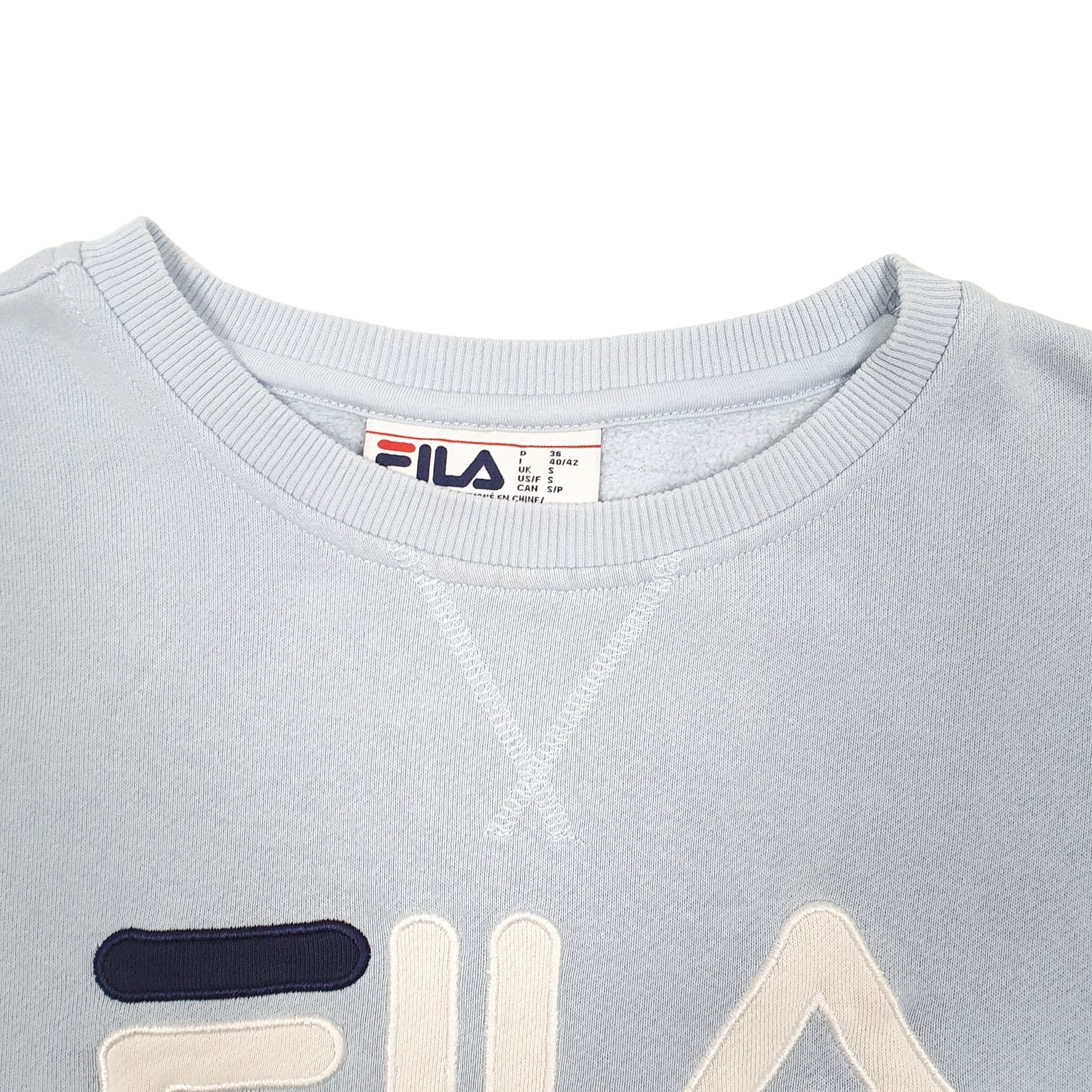 Womens Blue Fila Spellout Crewneck Jumper