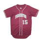 Mens Burgundy Alleson Athletic Baseball Jersey Farmington 15 Short Sleeve T Shirt