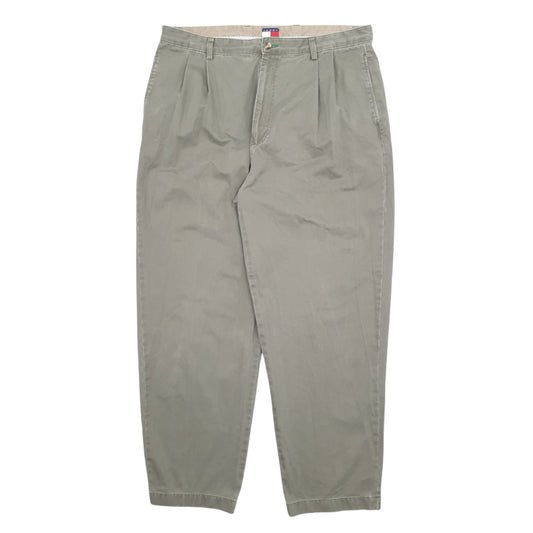 Mens Green Tommy Hilfiger Double Pleated Chino Trousers