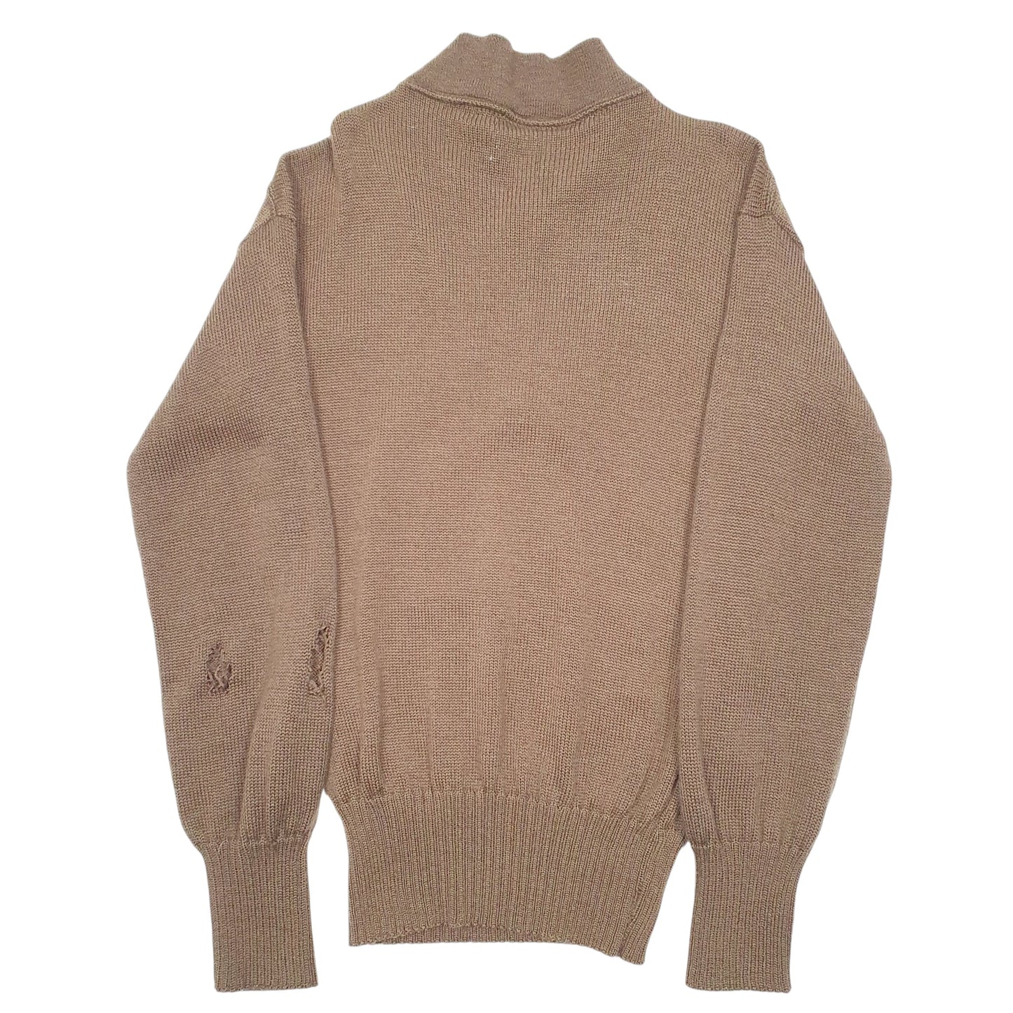 Mens Khaki Unbranded U.S Military Knit 5 Button Sweater Crewneck Jumper